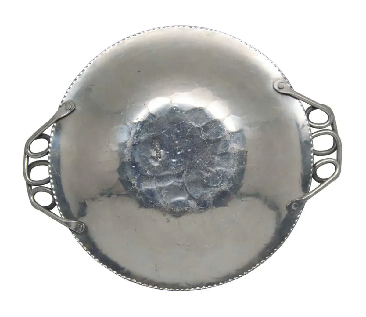 Late 20th Century Vintage Hammered Serving Plate With Grapes Motif