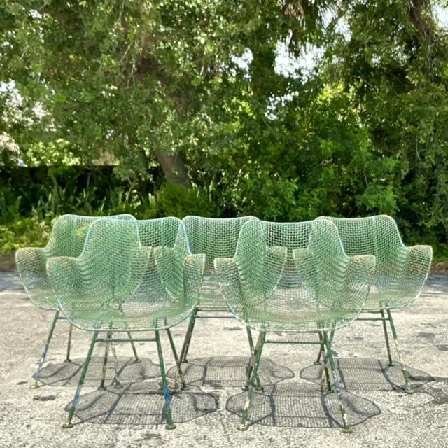 Vintage Mid-Century Modern Wrought Iron “Sculptura” Chairs After