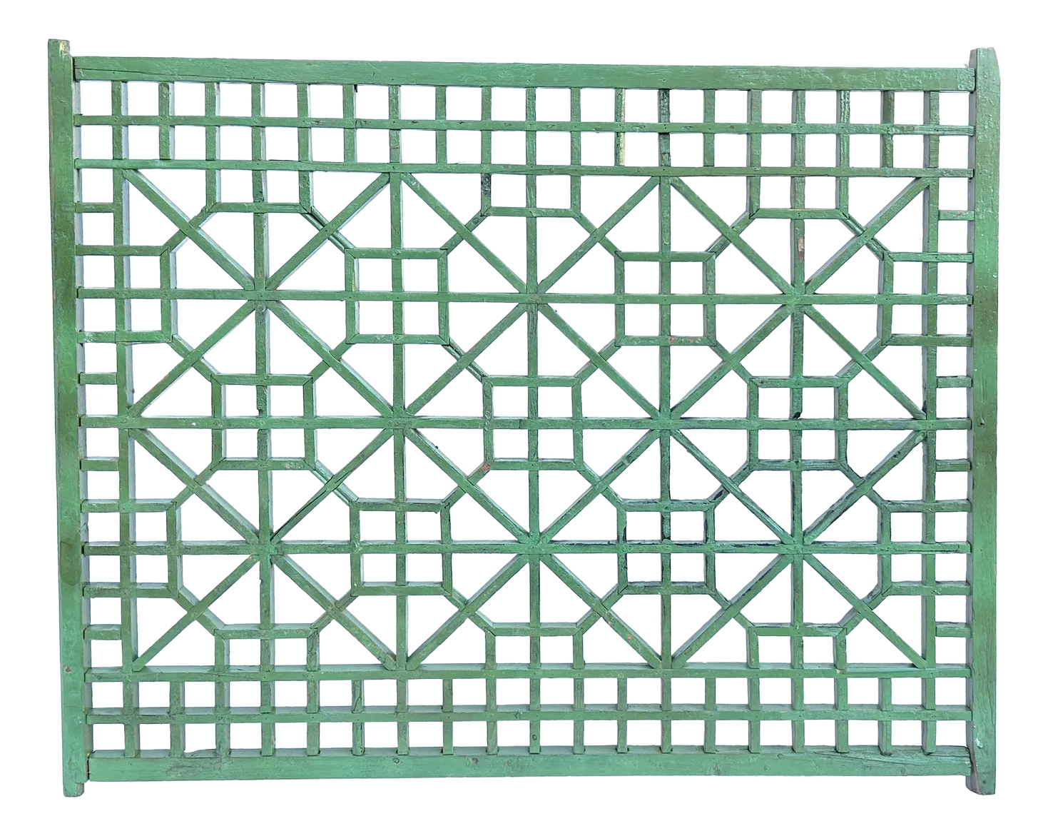 Vintage Rustic Bright Green Grid Geometric Wood Wall Panel