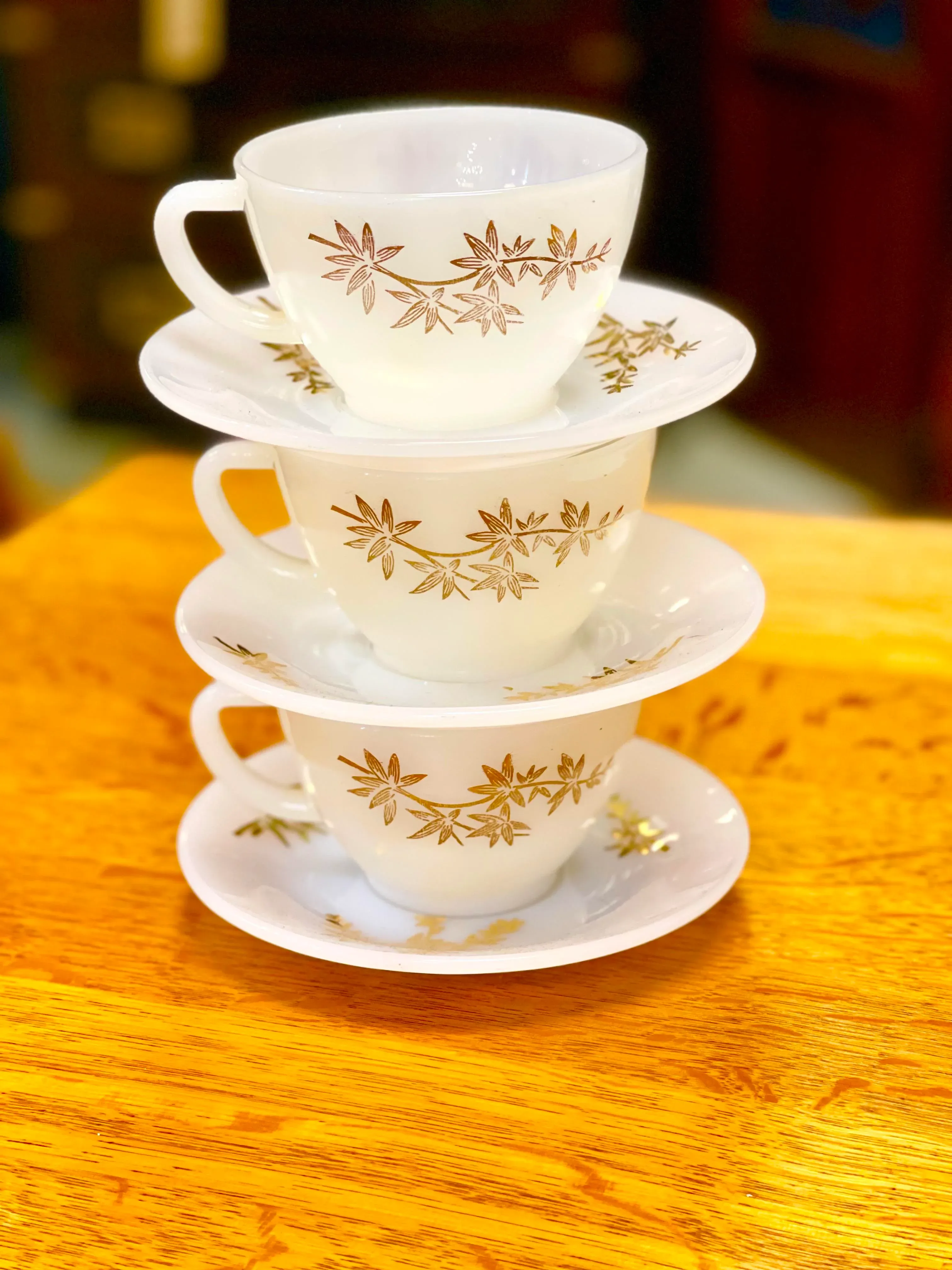ANCHOR HOCKING Fire king 22k ソーサーボウルセット Vintage Fire King From Anchor Hocking 