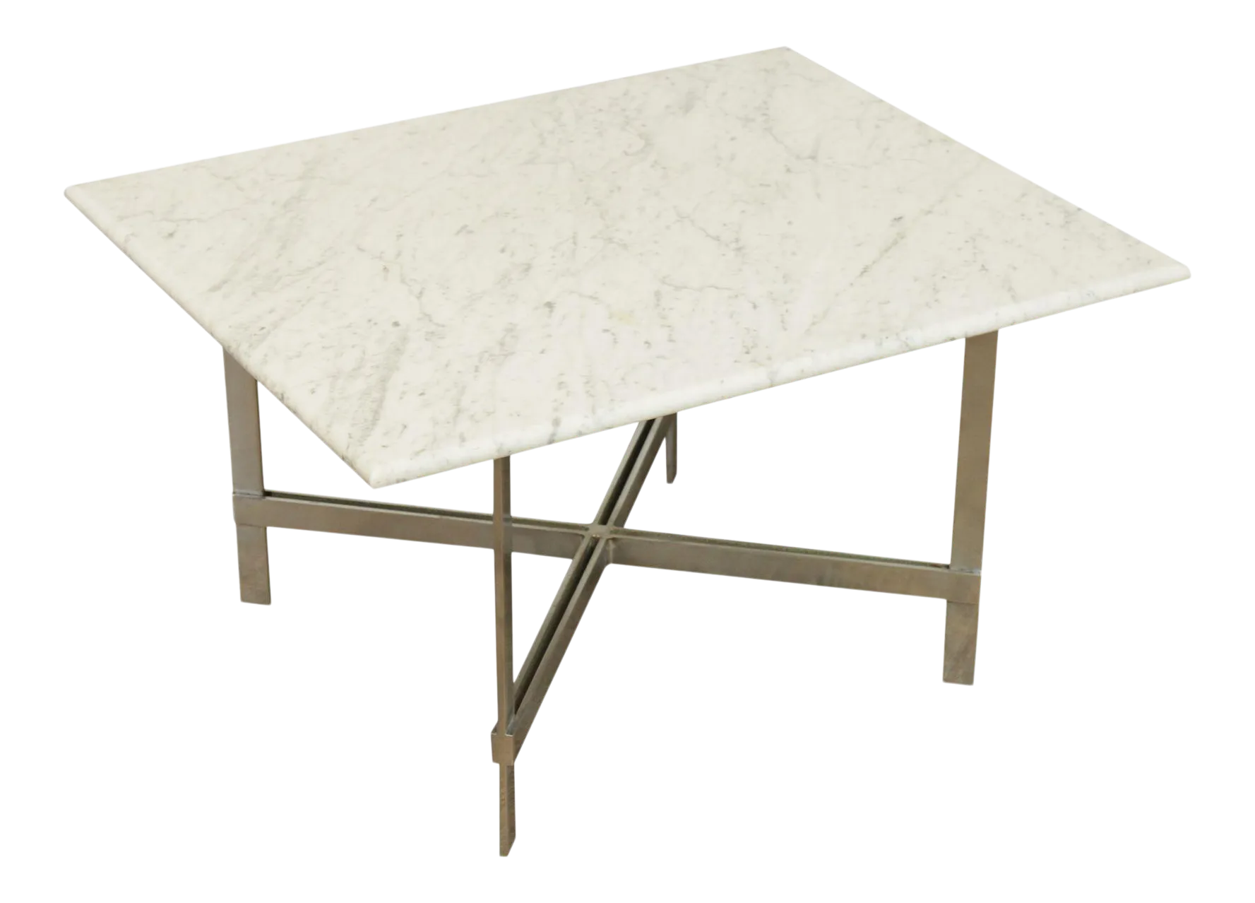 Mid Century Modern Heavy Chrome X Base, Marble Top Coffee Table Chairish