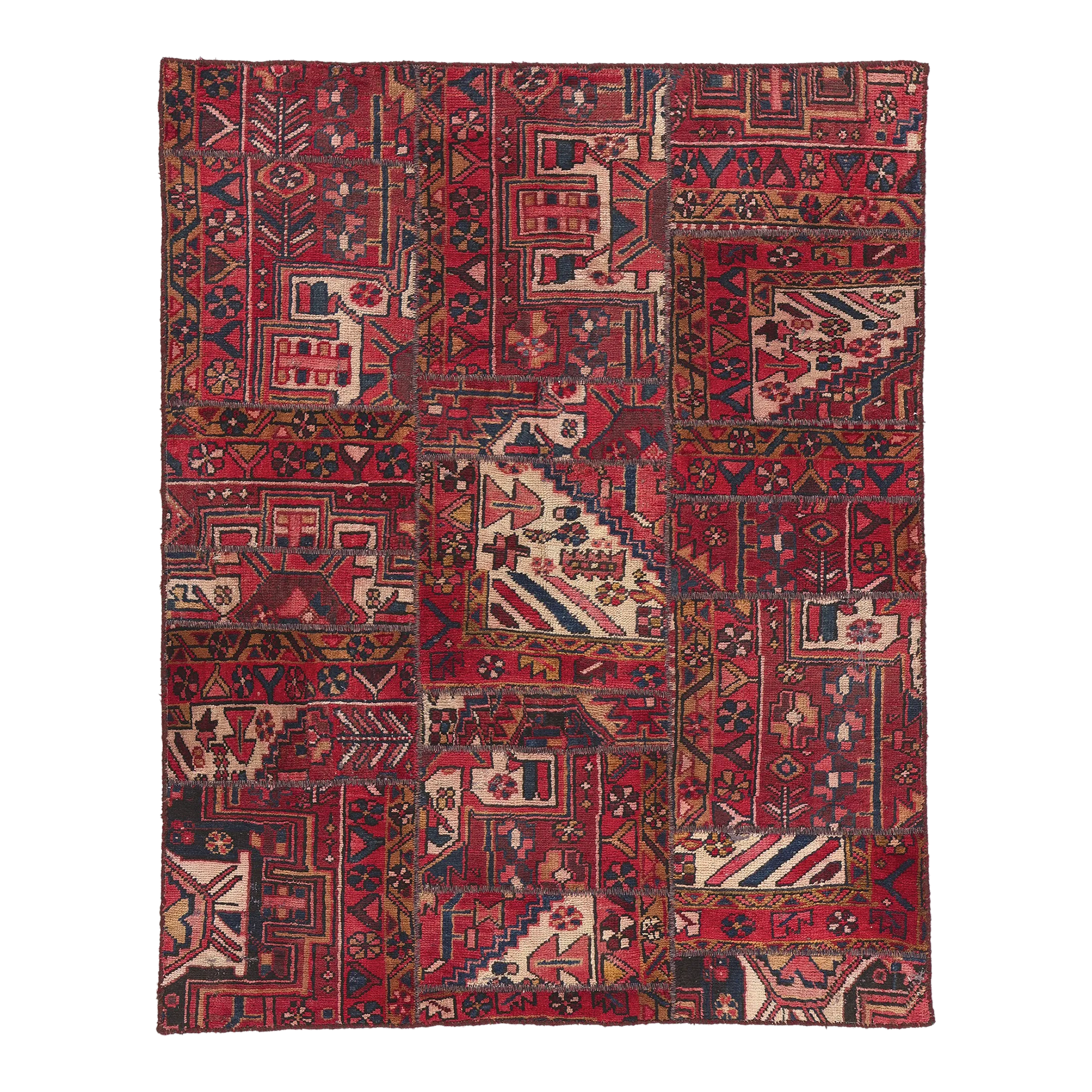 Mid 20th Century Vintage Persian Patchwork Rug, 04'03 X 05'04