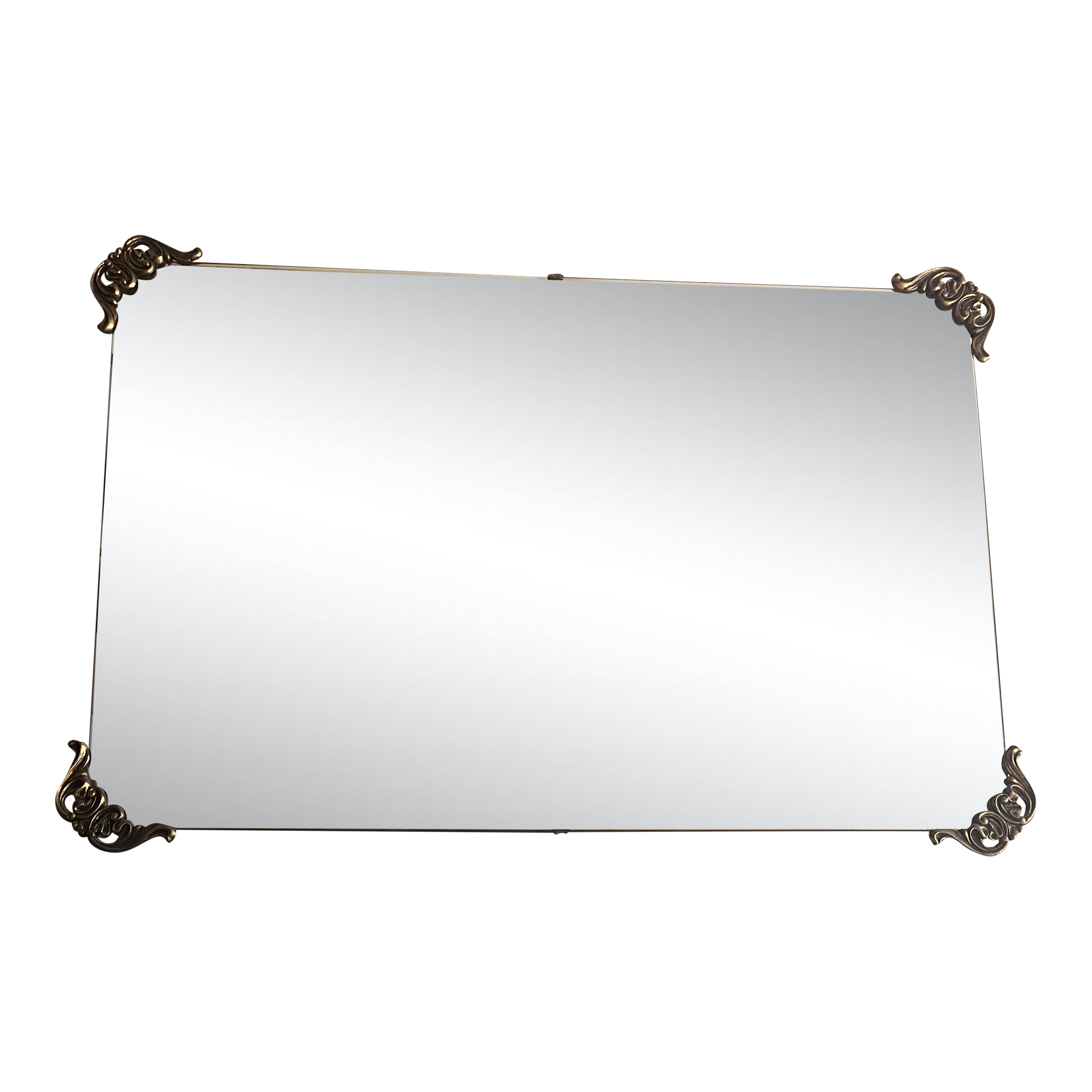 Hollwood Regency Frameless Mirror With Gilded Corners Chairish