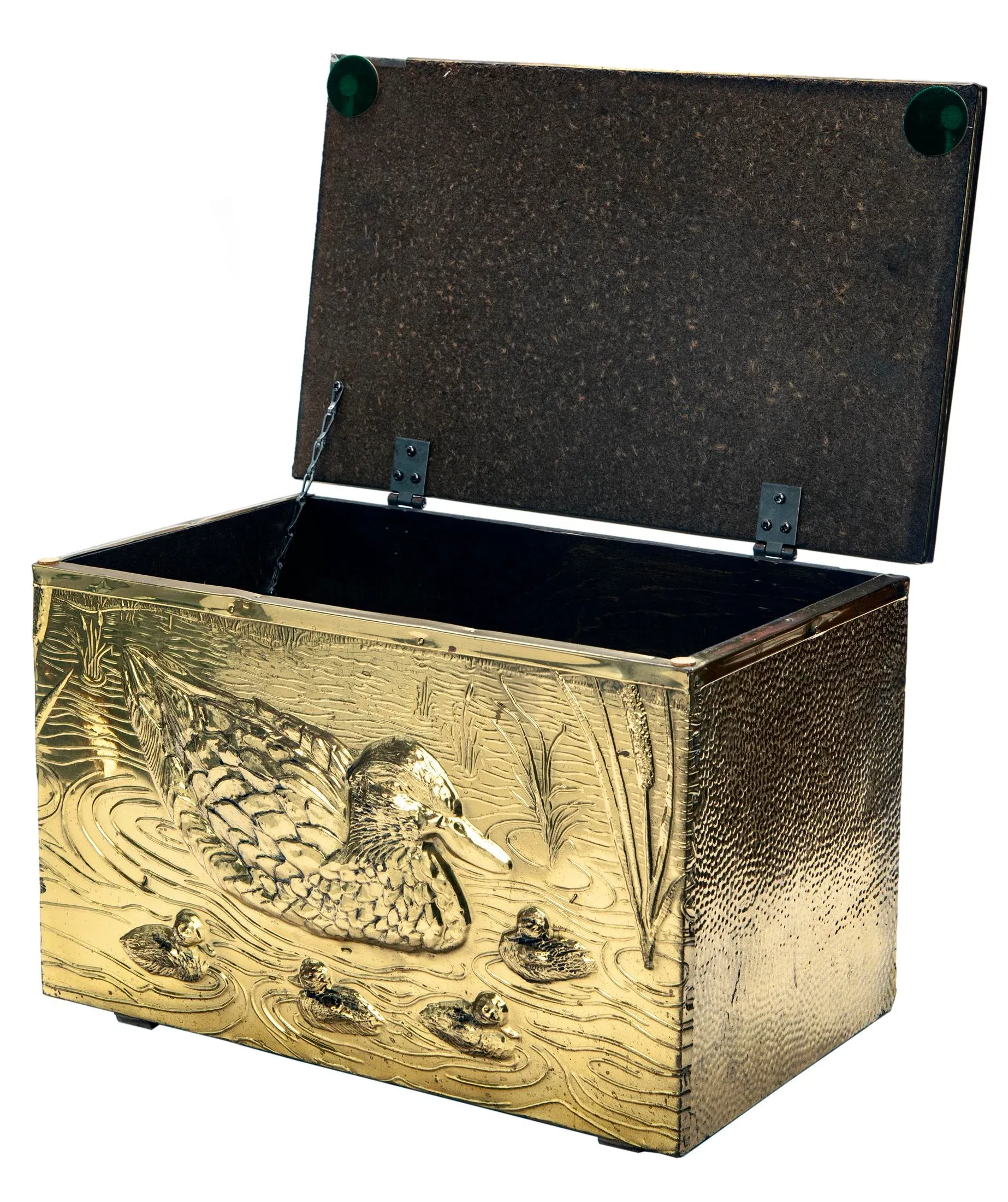 アンティーク ボックス 70s 80s 90s 1970s Brass & Wood Hinged Box With Duck Motif | Chairish