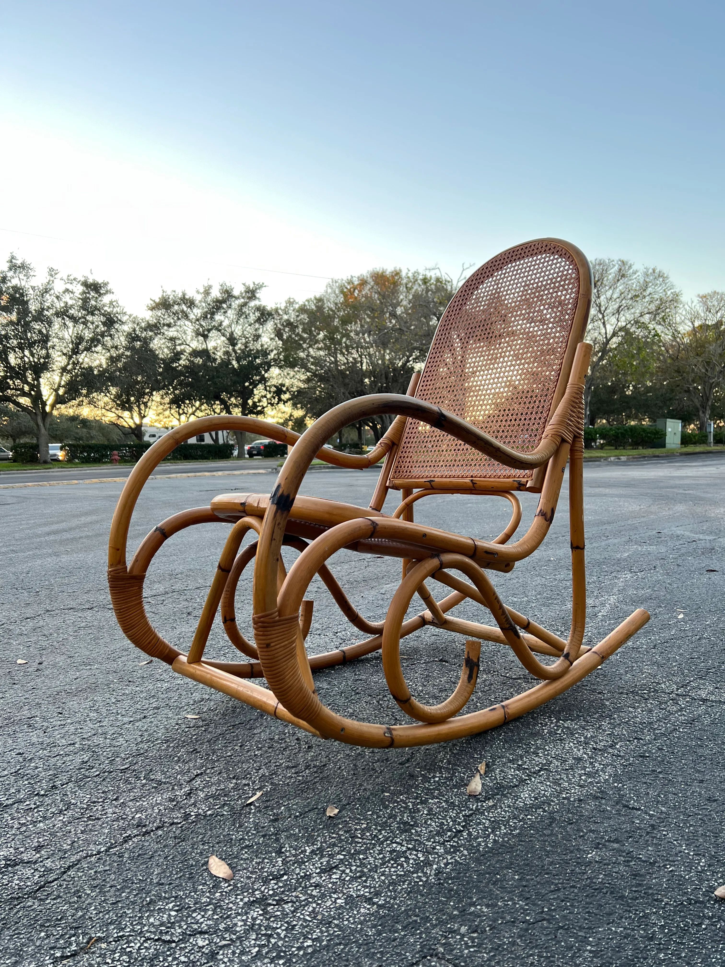 Cane Rattan Rocking Chair Vintage Vintage Boho Rattan Cane Rocking
