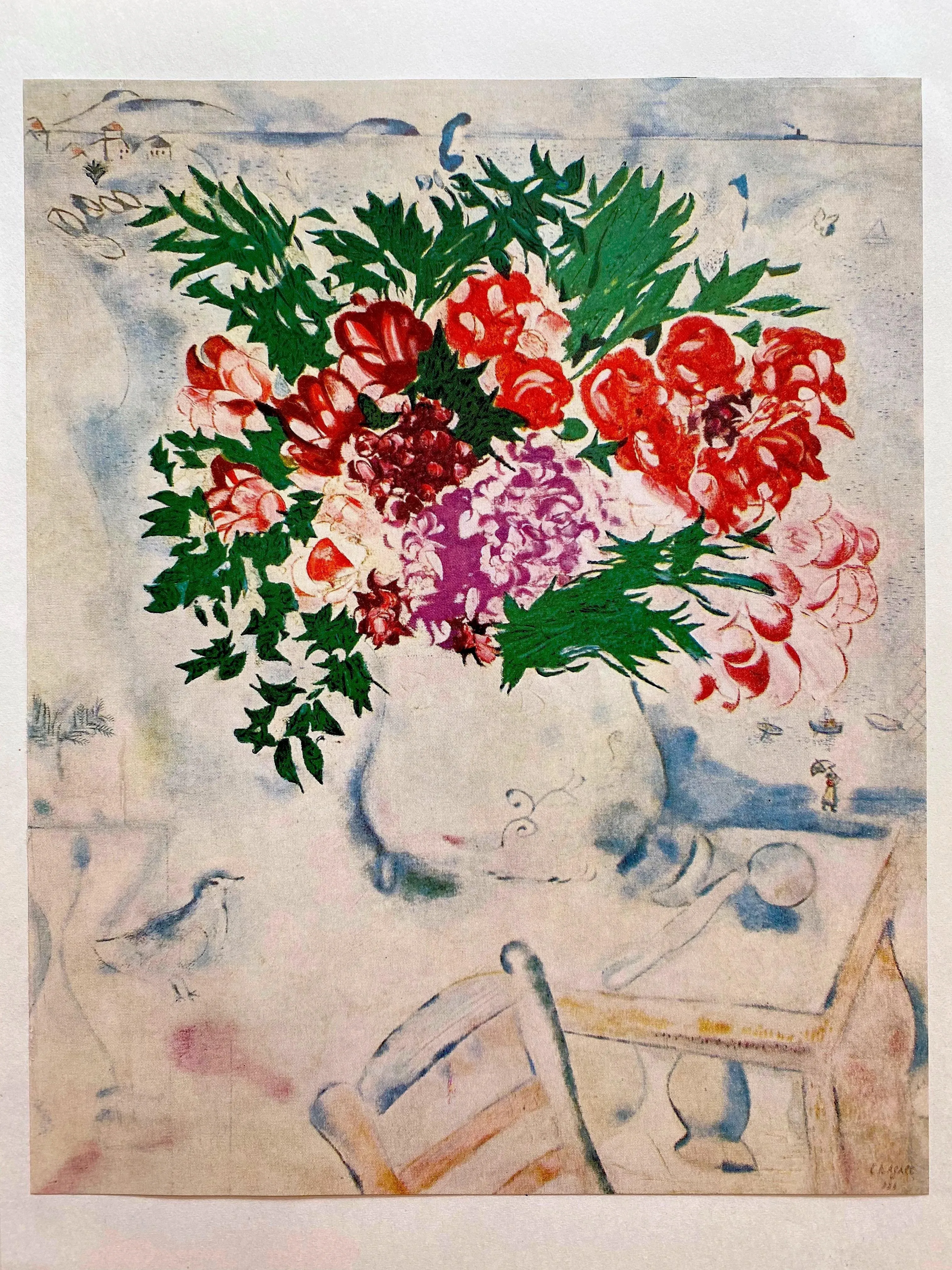 Chagall .iLithograph ケンタルルスと幅と子