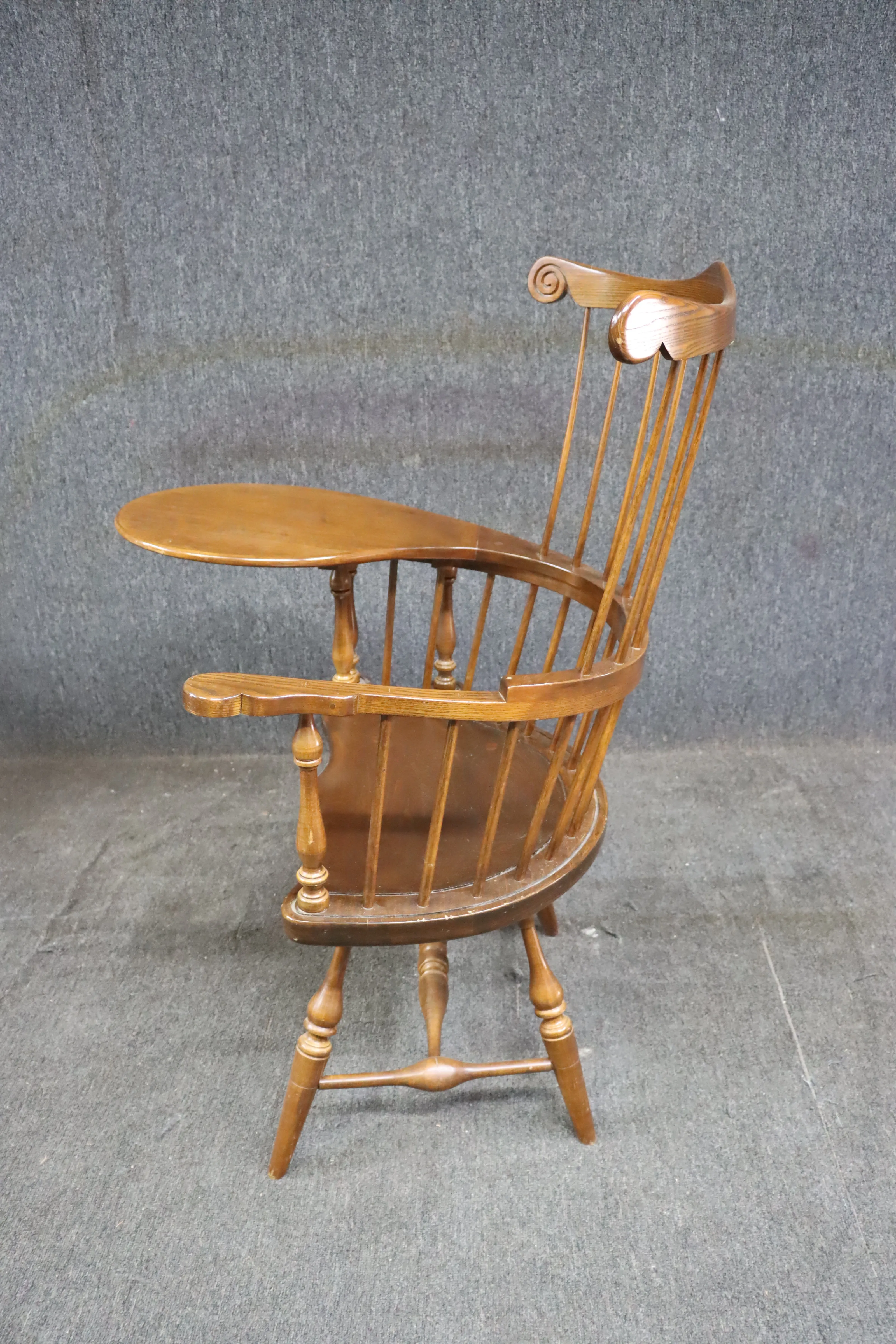 Frederick Duckloe Oak Walnut Comback Windsor Desk Chair Chairish