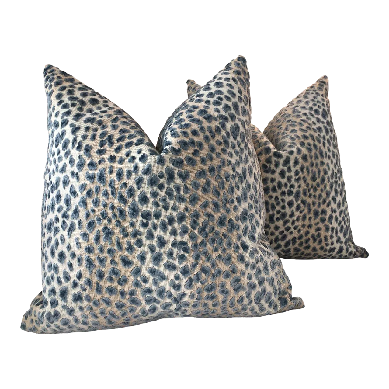 Cowtan and Tout Ocelot Raised Azure Blue Velvet Cheetah 20" Pillow - A