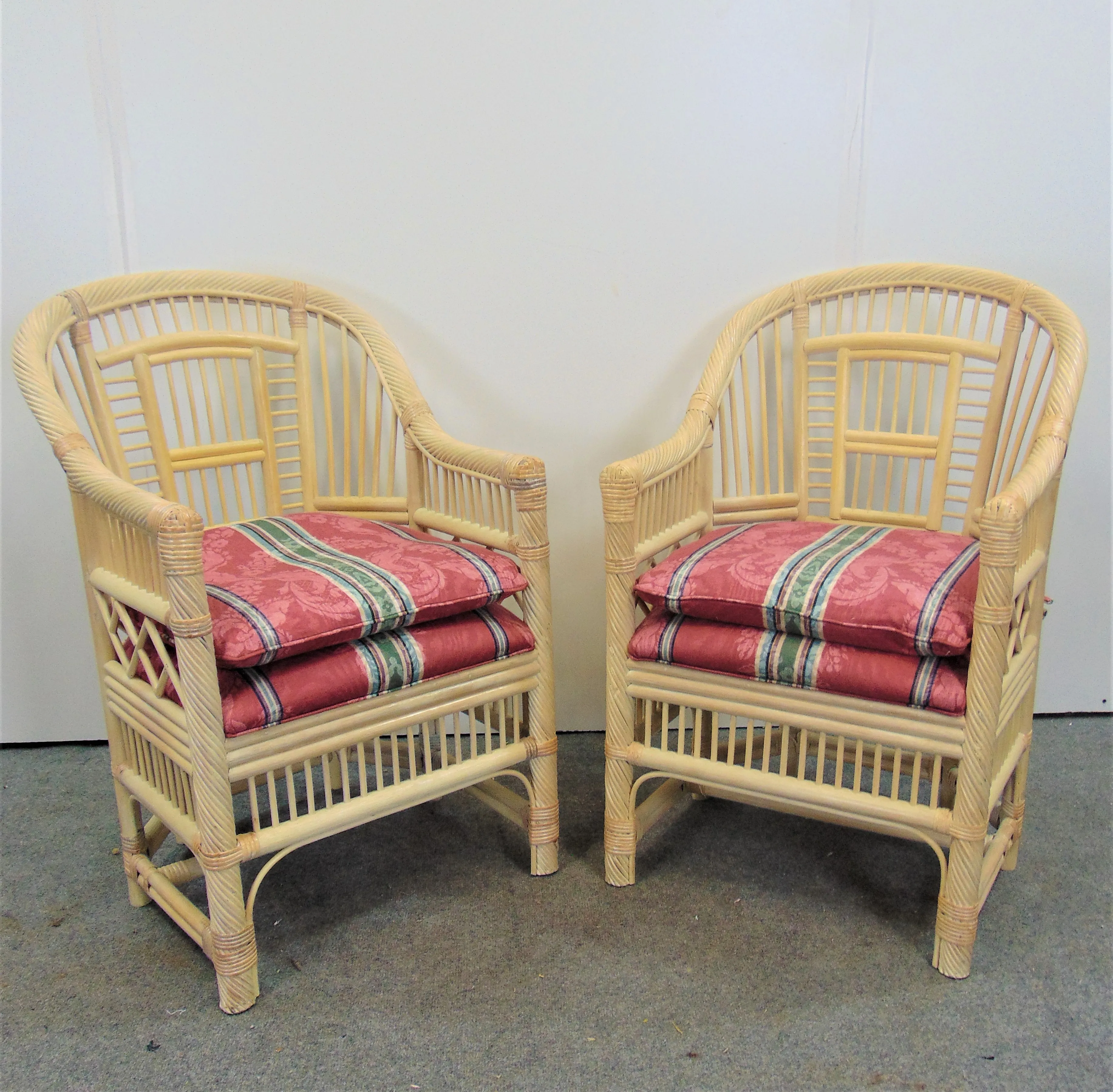 Andre Originals Chinoiserie Style Rattan Chairs - a Pair