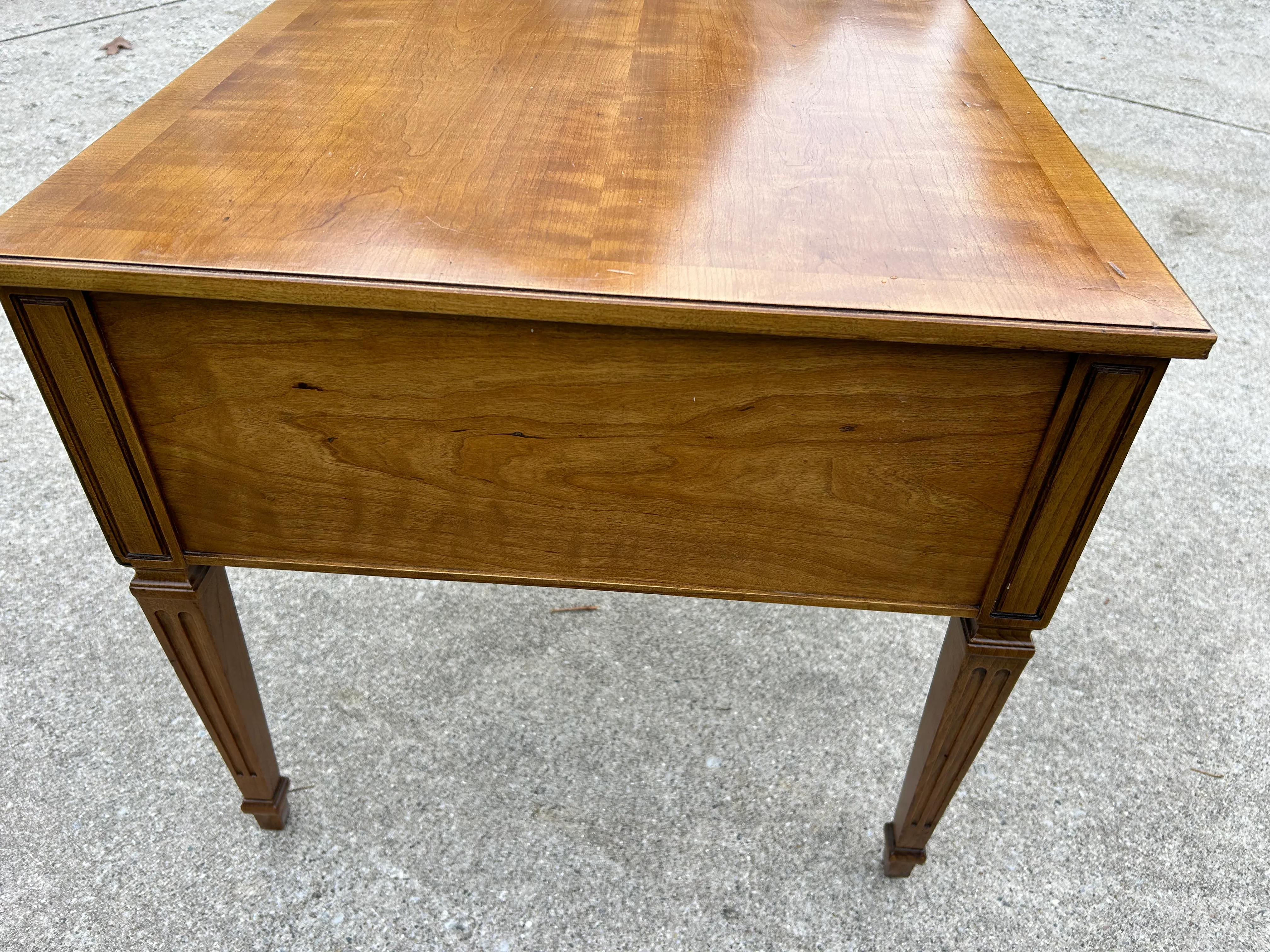 1970s Henredon Mid Century Banded Walnut and Brass Side Table