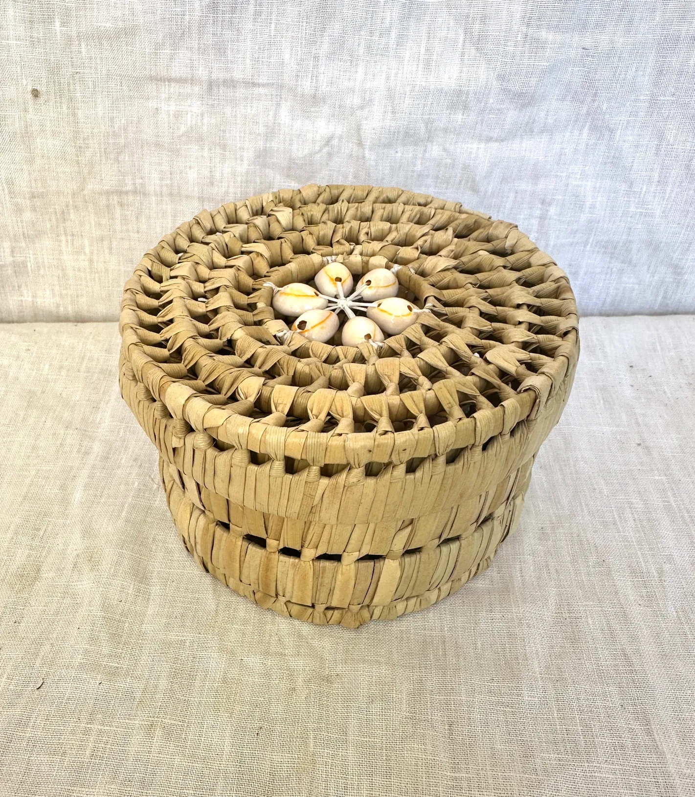 Woven Banana Leaf & Seashell Coaster -A Set | Chairish
