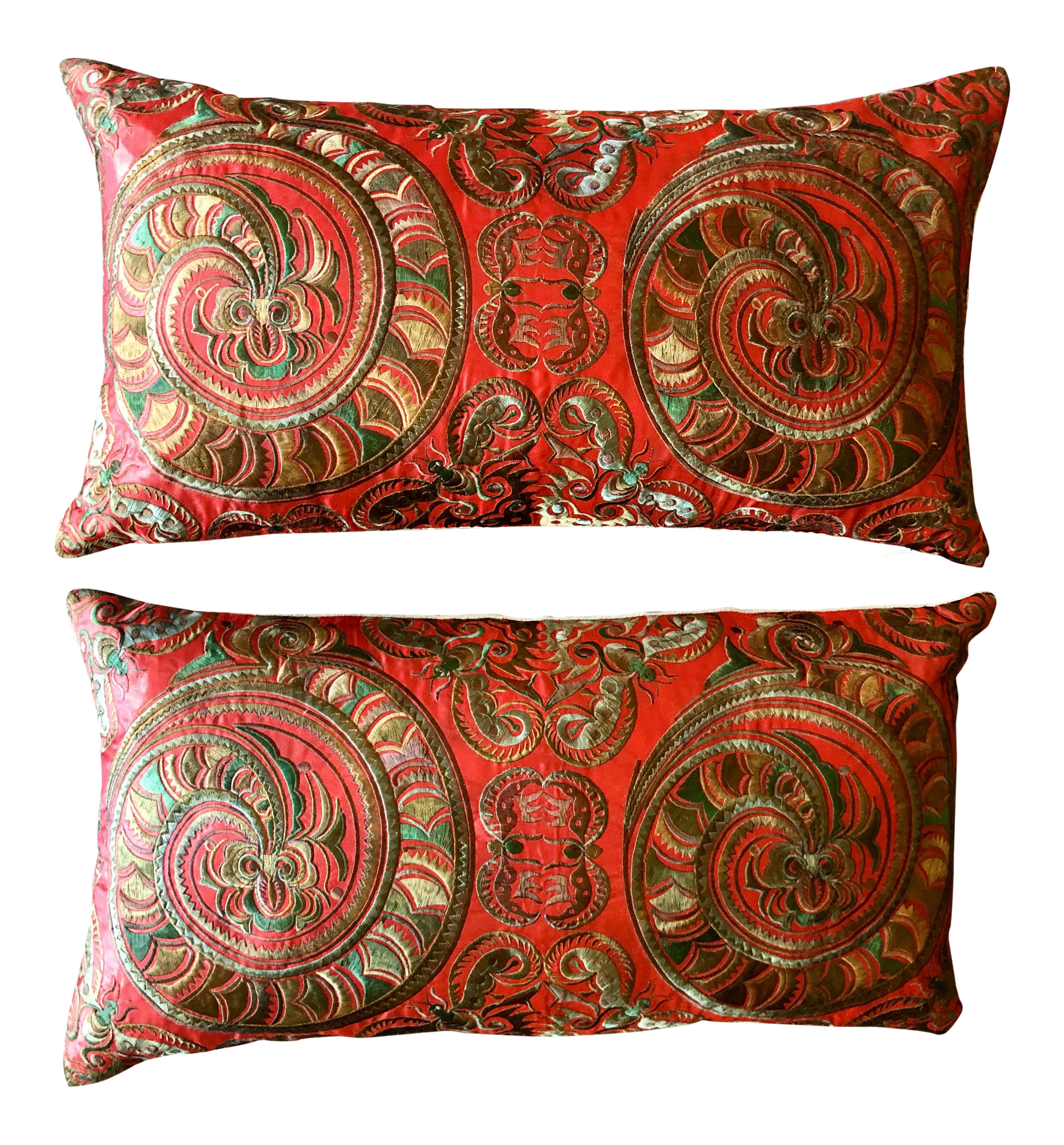 1940s Chinese Silk Embroidered Pillows A Pair Chairish