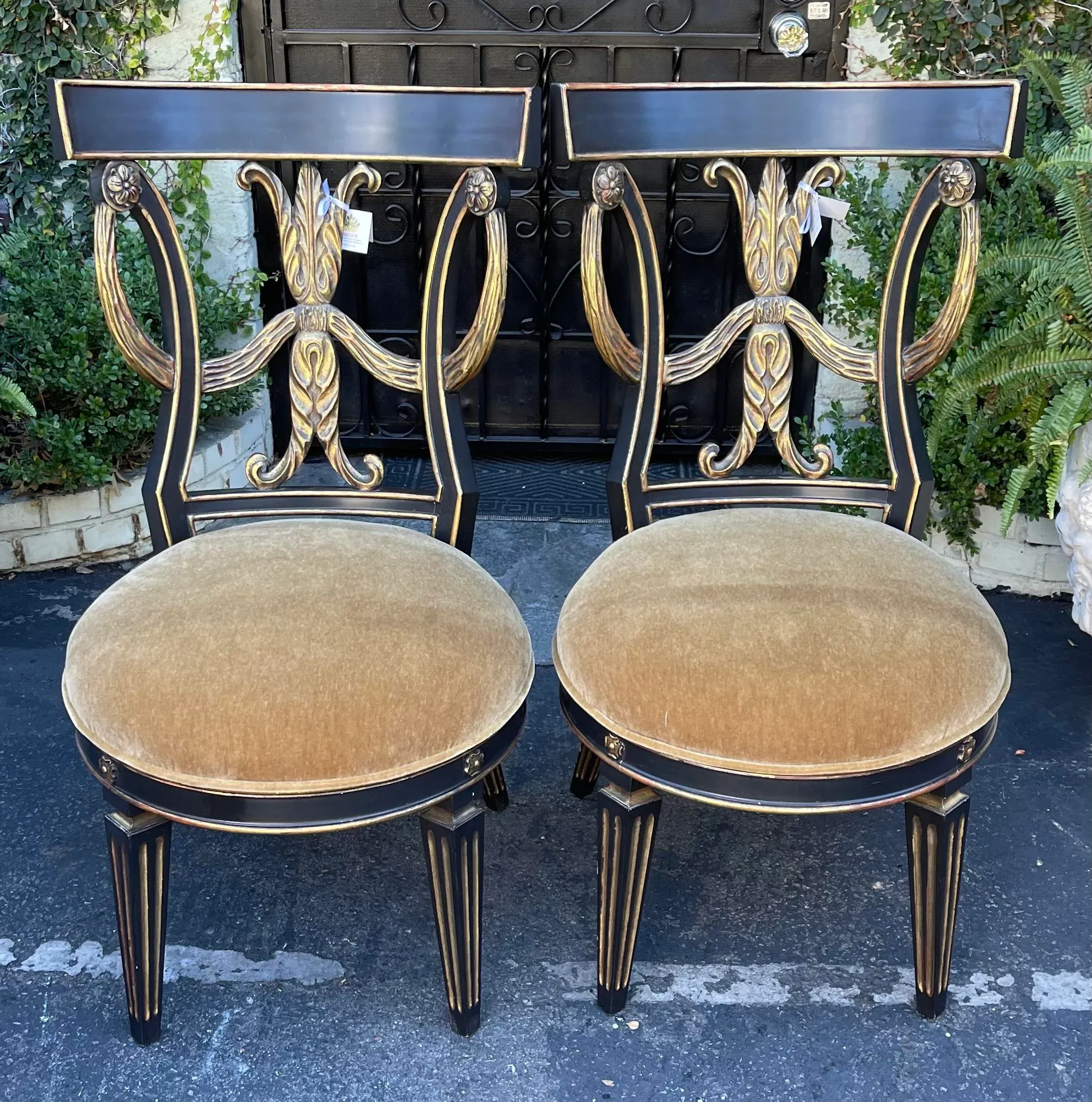 Regency Style Giltwood & Mohair Chairs by Randy Esada Designs for Prospr - a Pair