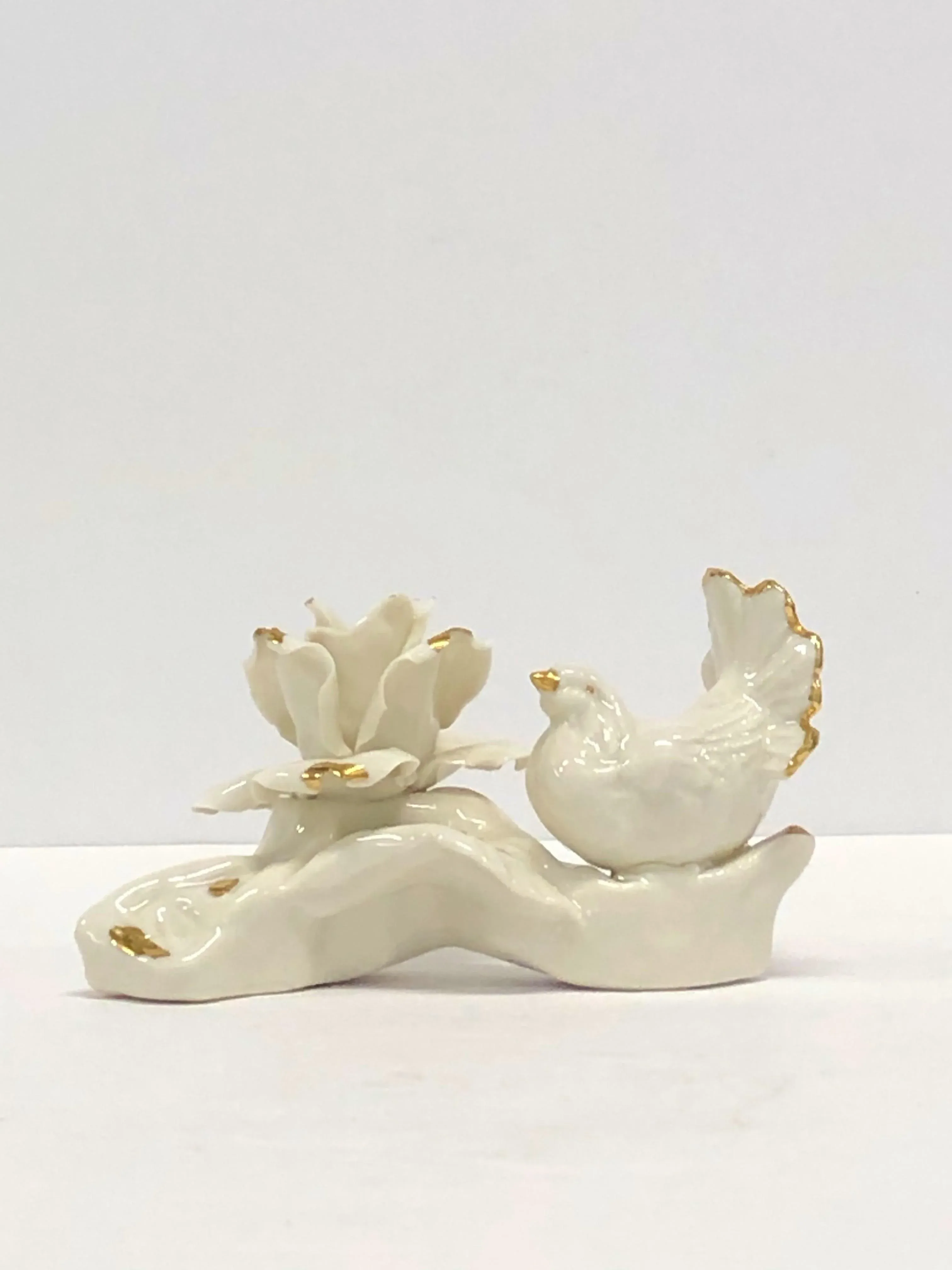 Vintage 1960s Italian Capodimonte Porcelain Bird & Rose Figurine