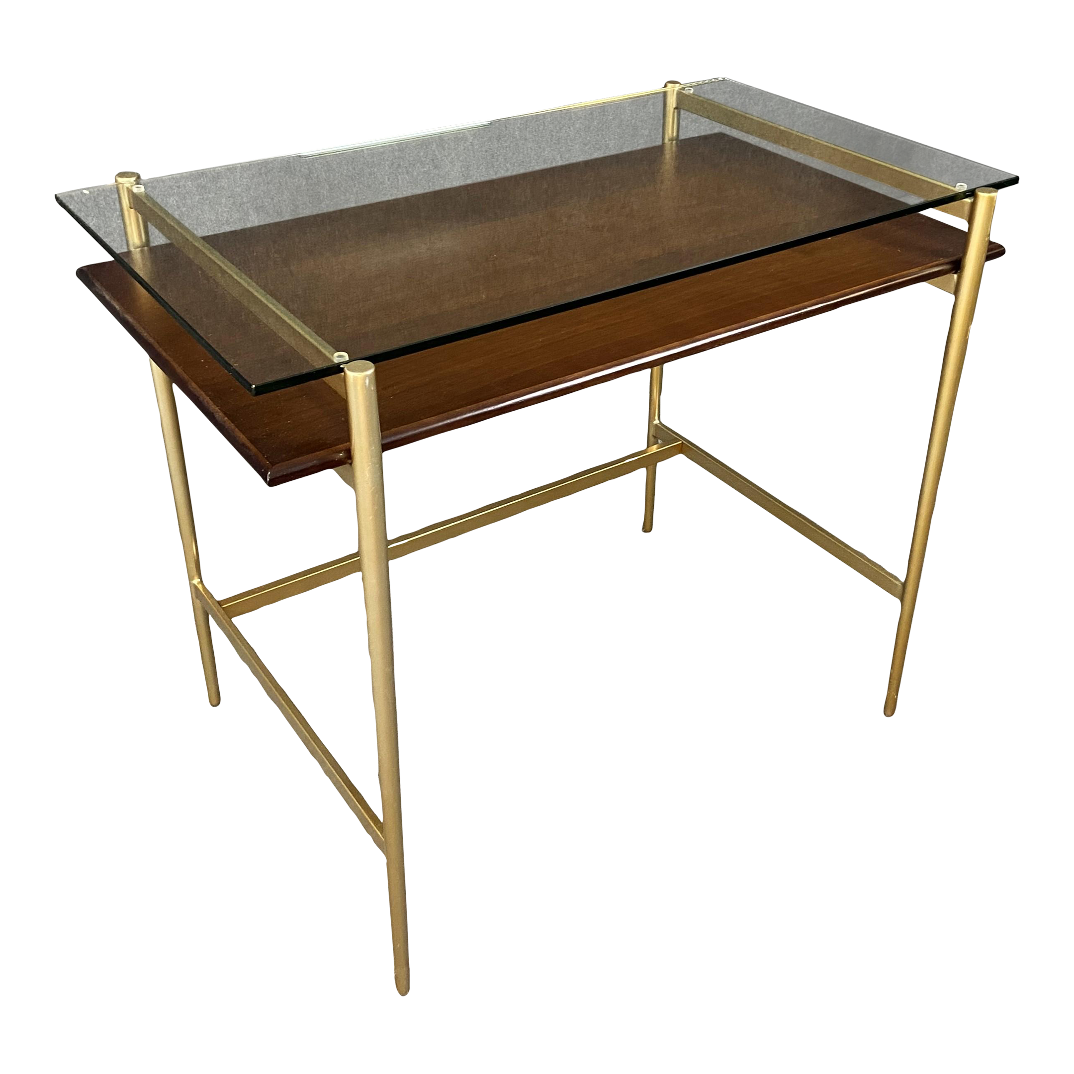 Petite West Elm Glass Top Desk Chairish