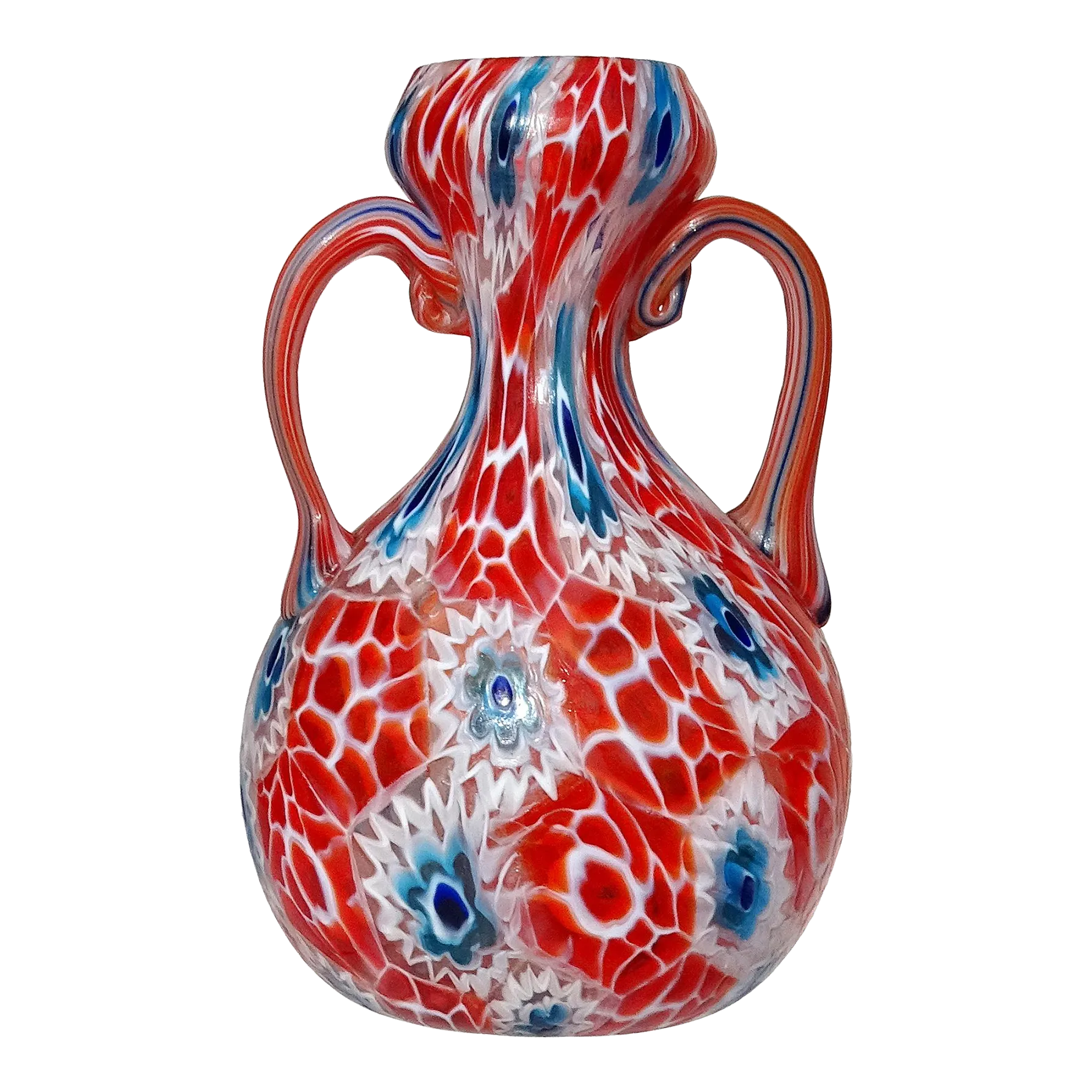Murano Fratelli Toso Antique Beehive Red White Blue Millefiori