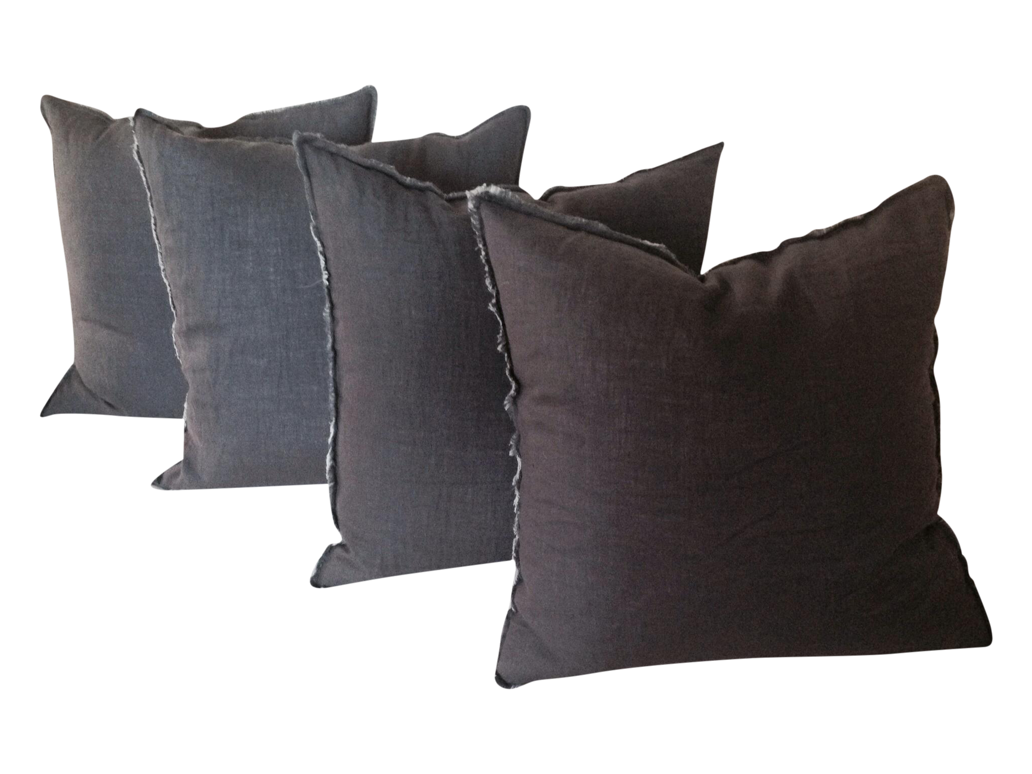 Raw Edge Charcoal Linen Pillows Set of 4 Chairish