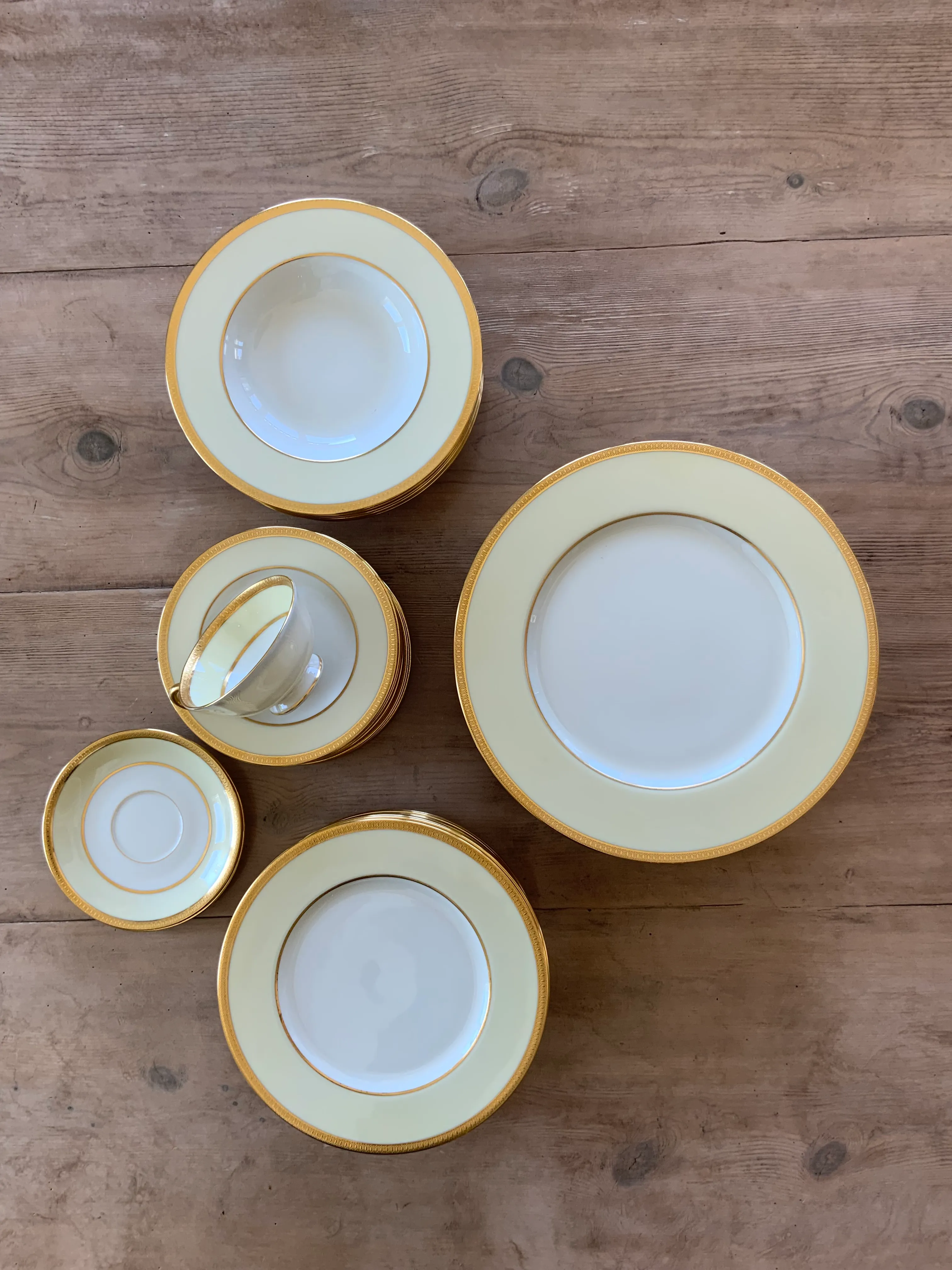 Antique Lenox China Springfield Pattern Gold-Encrusted Rims With