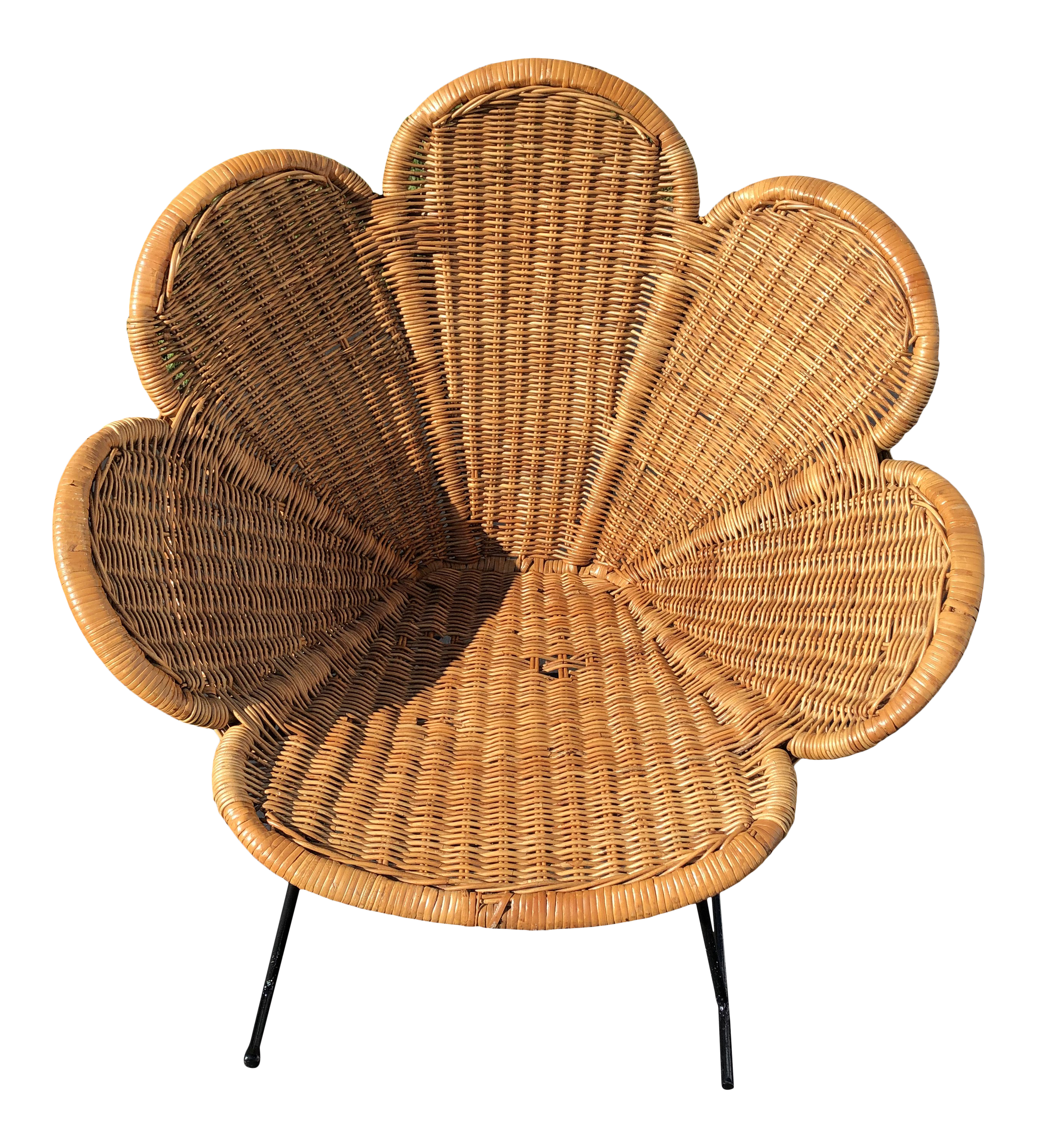 Vintage Mid Century Wicker Rattan Flower Shaped Children S Rocking Chair Chairish