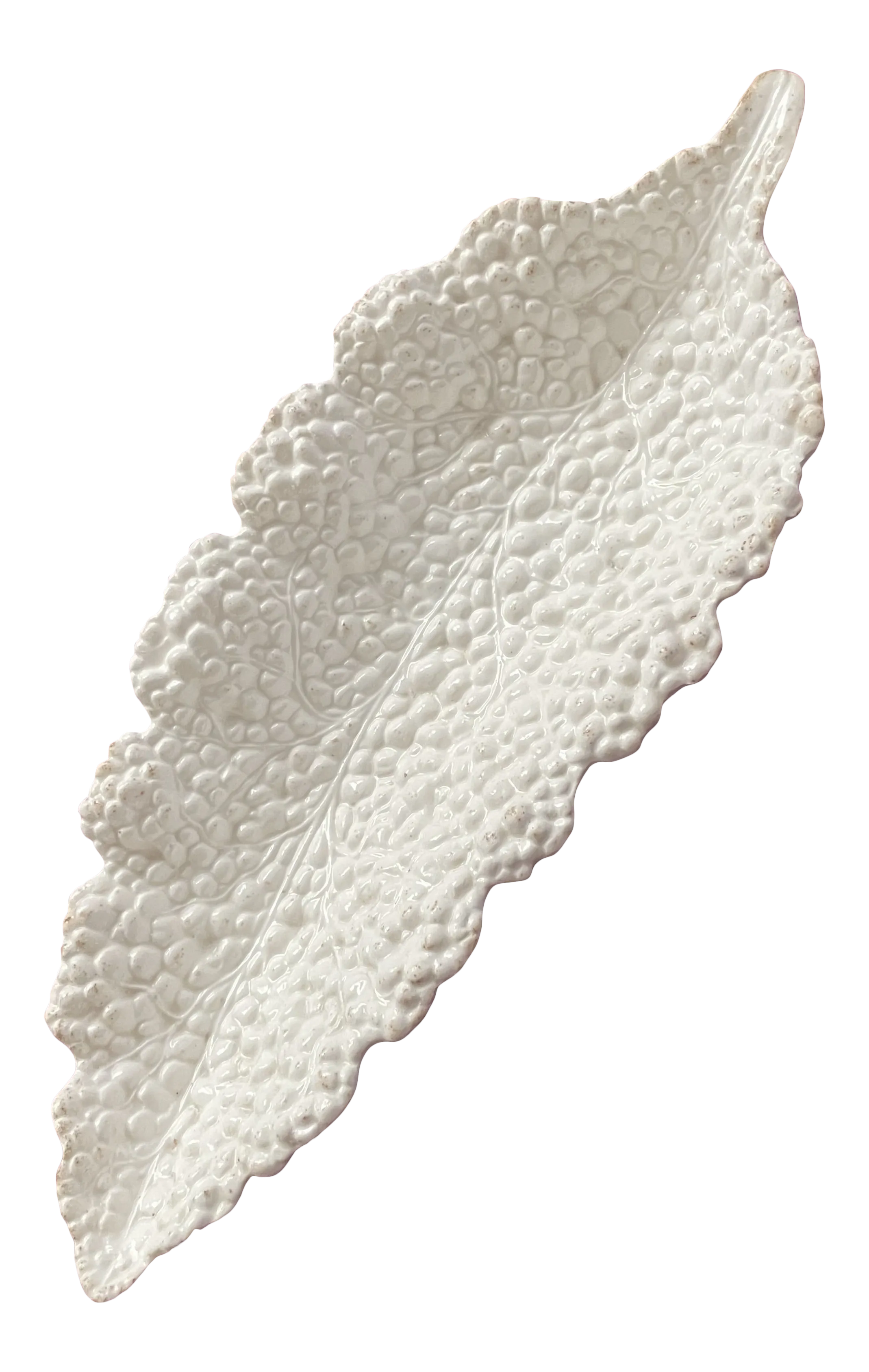Antique Early 20th Century Creamware Leaf Dish