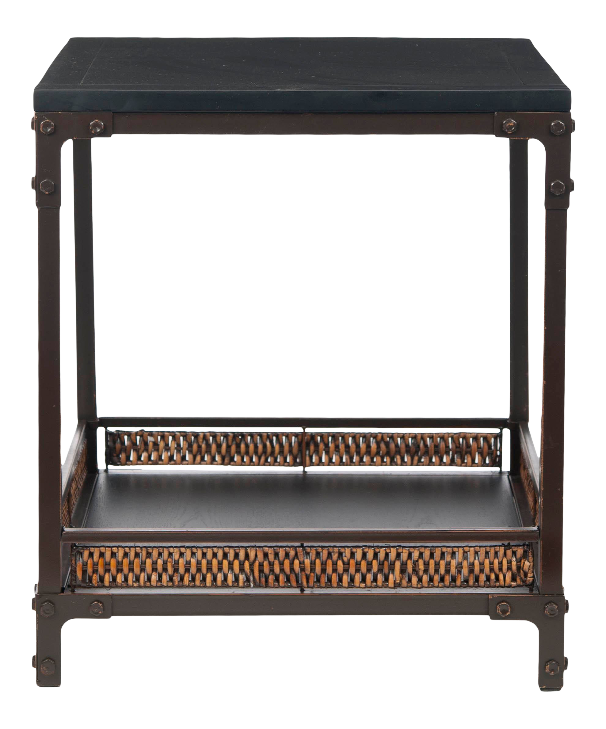 End Table With Storage Shelf in Black & Dark Walnut Chairish