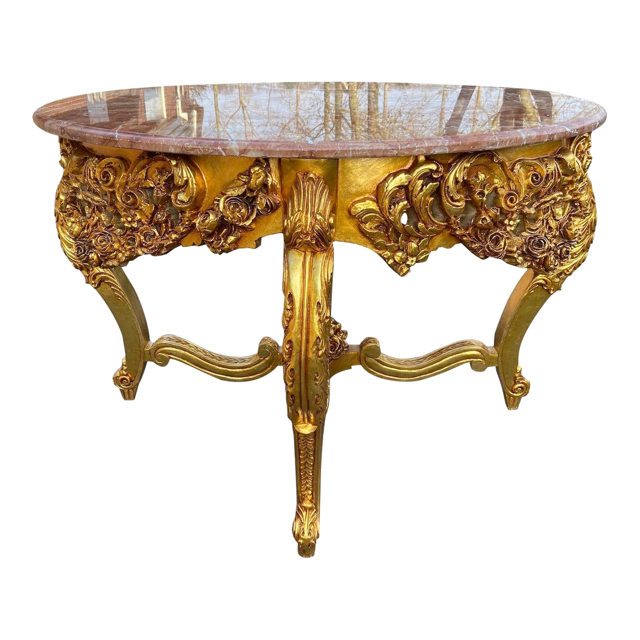 Italian Baroque / Rococo Center Table Handmade Beech With Pink Marble Top Chairish