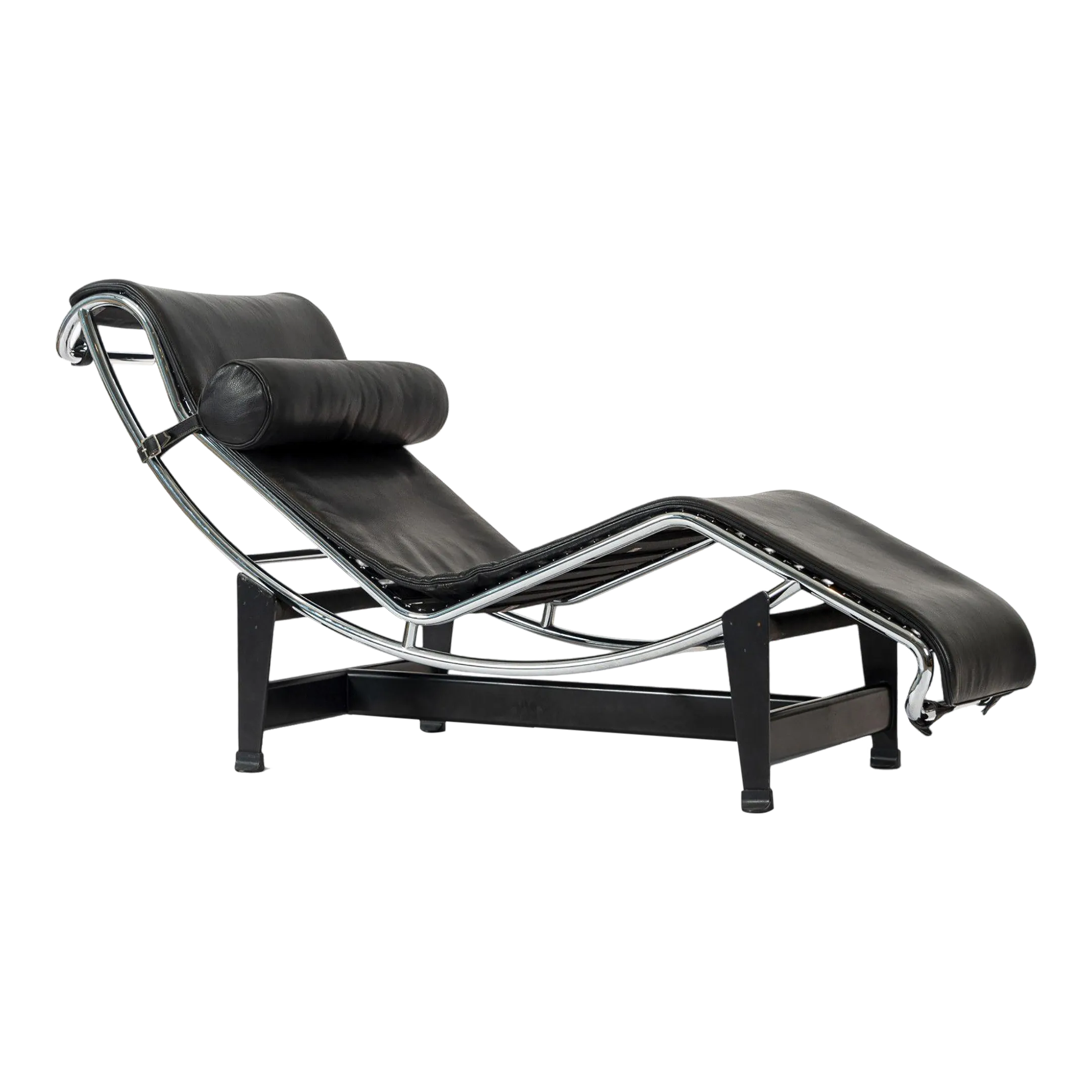 Cassina Lc4 Black Leather Chaise Lounge Chair by Le Corbusier 2006