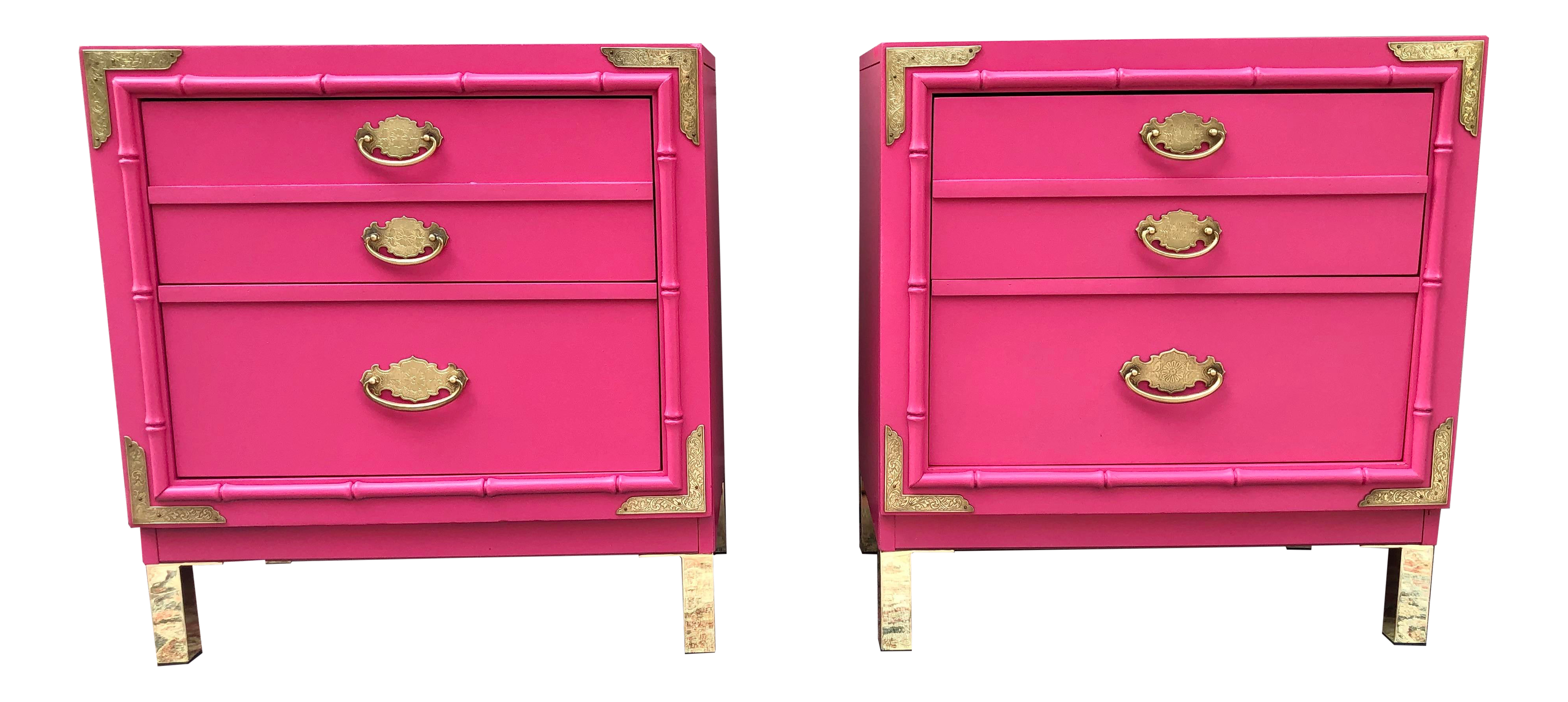 Vintage Thomasville Peony Pink Nightstands A Pair Chairish