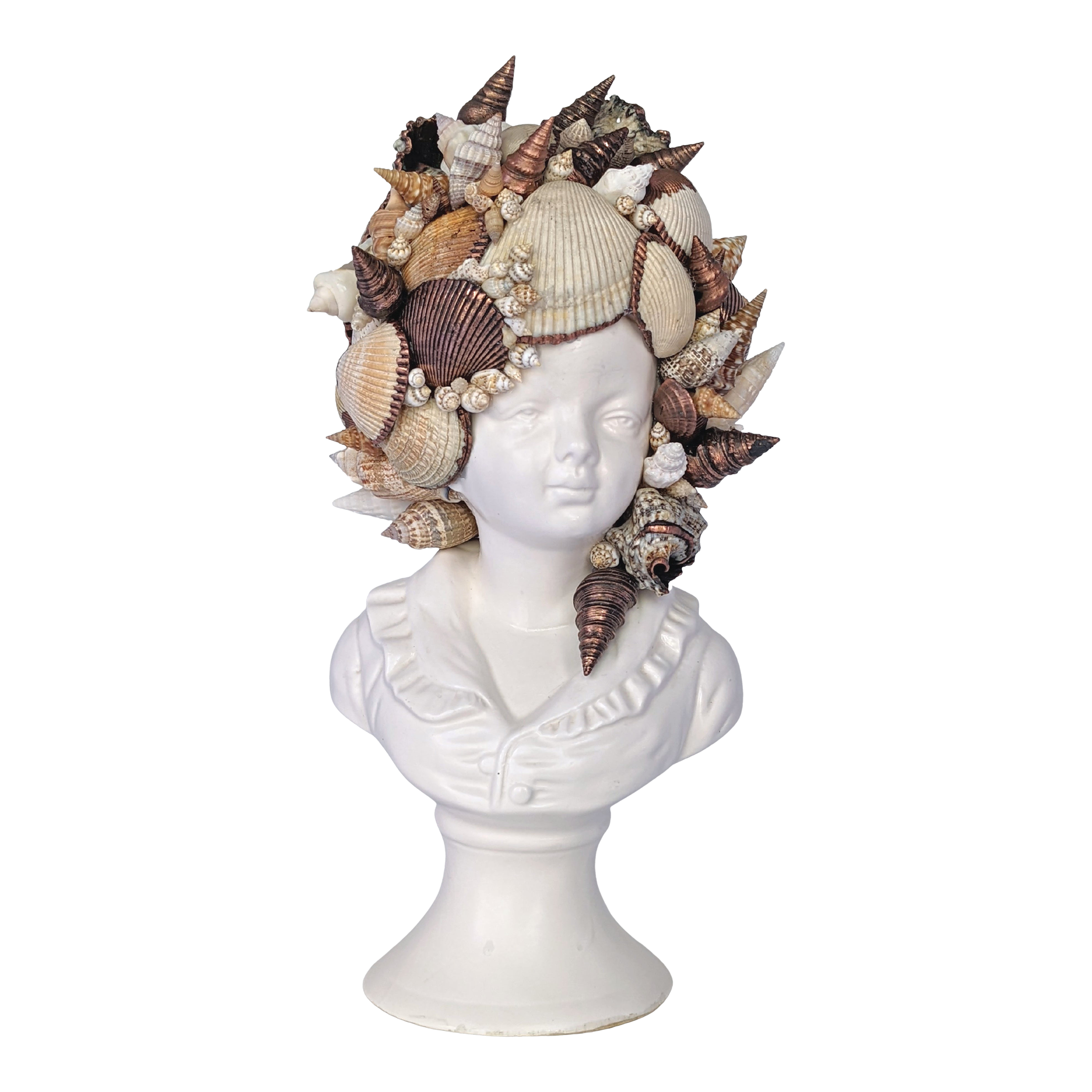 Copper Shell Encrusted Vintage Bust Sculpture Chairish