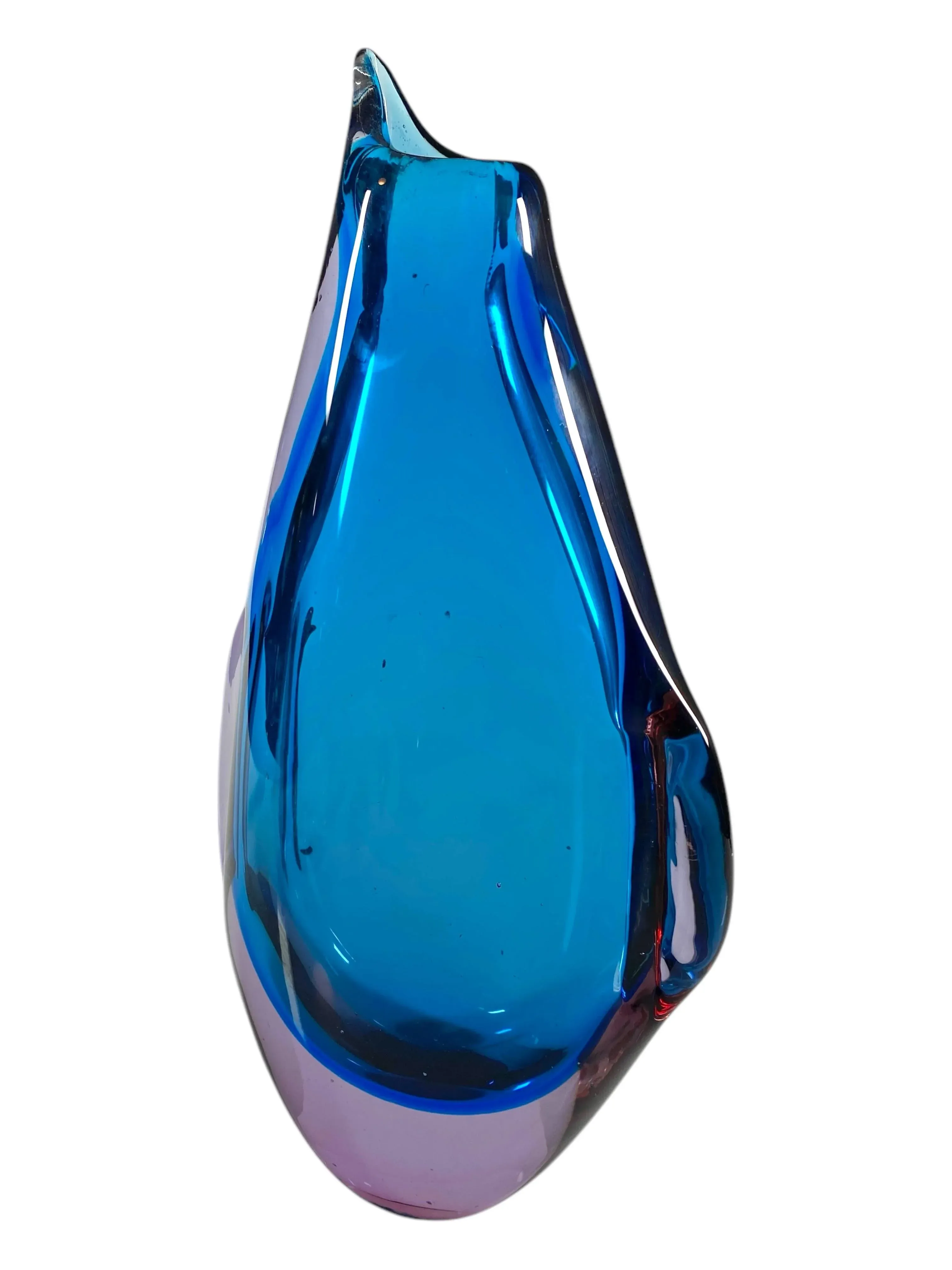 Flavio Poli ムラノガラス ヴィンテージ花瓶 ブルー H30cm Flavio Poli 1970s Murano Sommerso Penguin Vase | Chairish