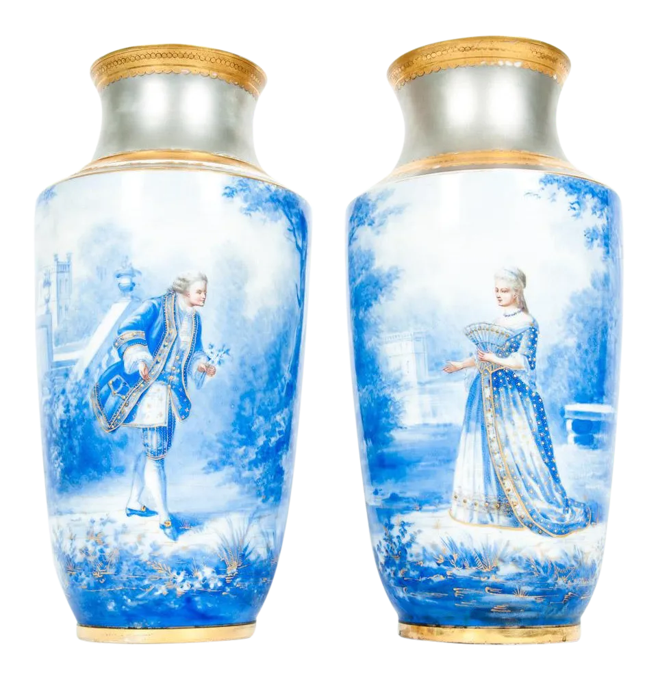 Antique English Porcelain Decorative Vases a Pair Chairish