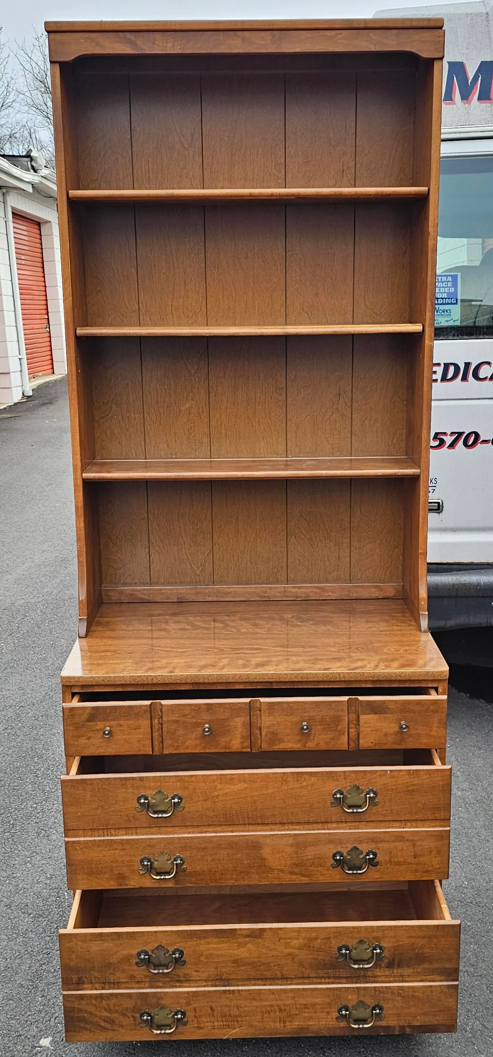 Mid-Century Ethan Allen Maple Bookcase Chest of Drawers | Chairish