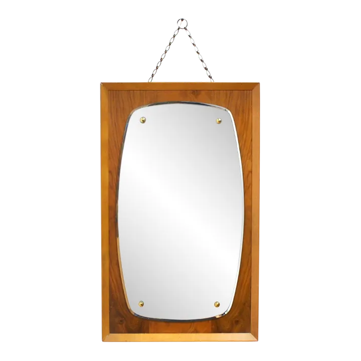 Mid Century Walnut & Oak Wall Mirror