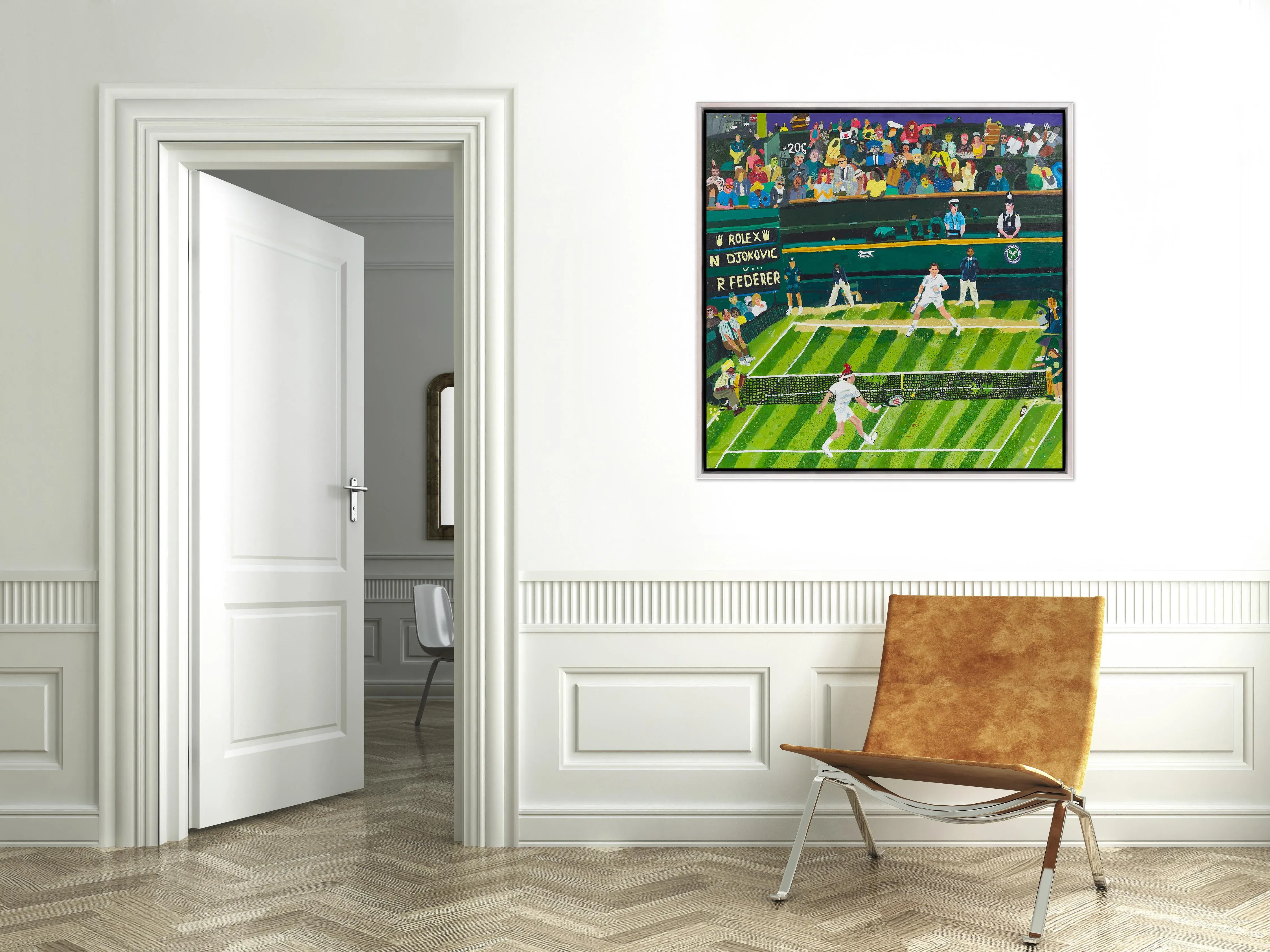 Wimbledon by Shaun Ellison in Whitewashed Frame, Medium Art Print