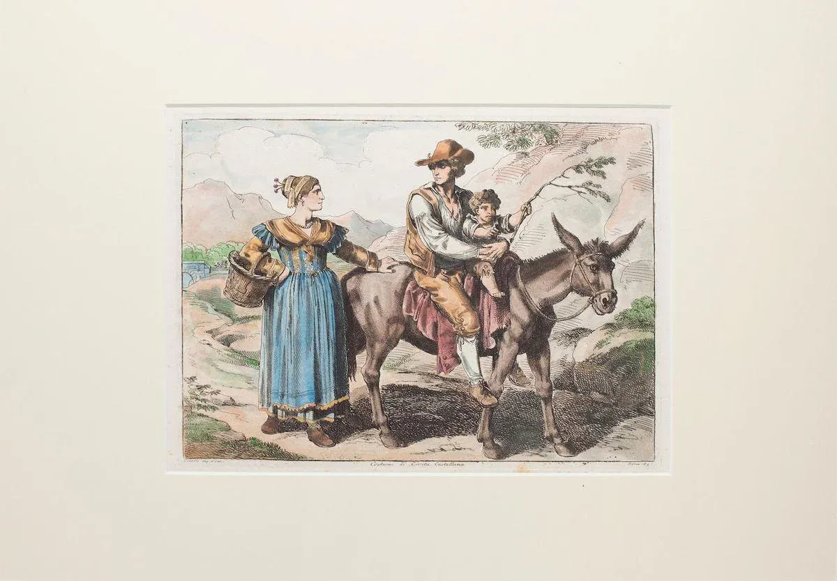 Costume of Civita Castella - Original Etching by Bartolomeo Pinelli - 1819 1819
