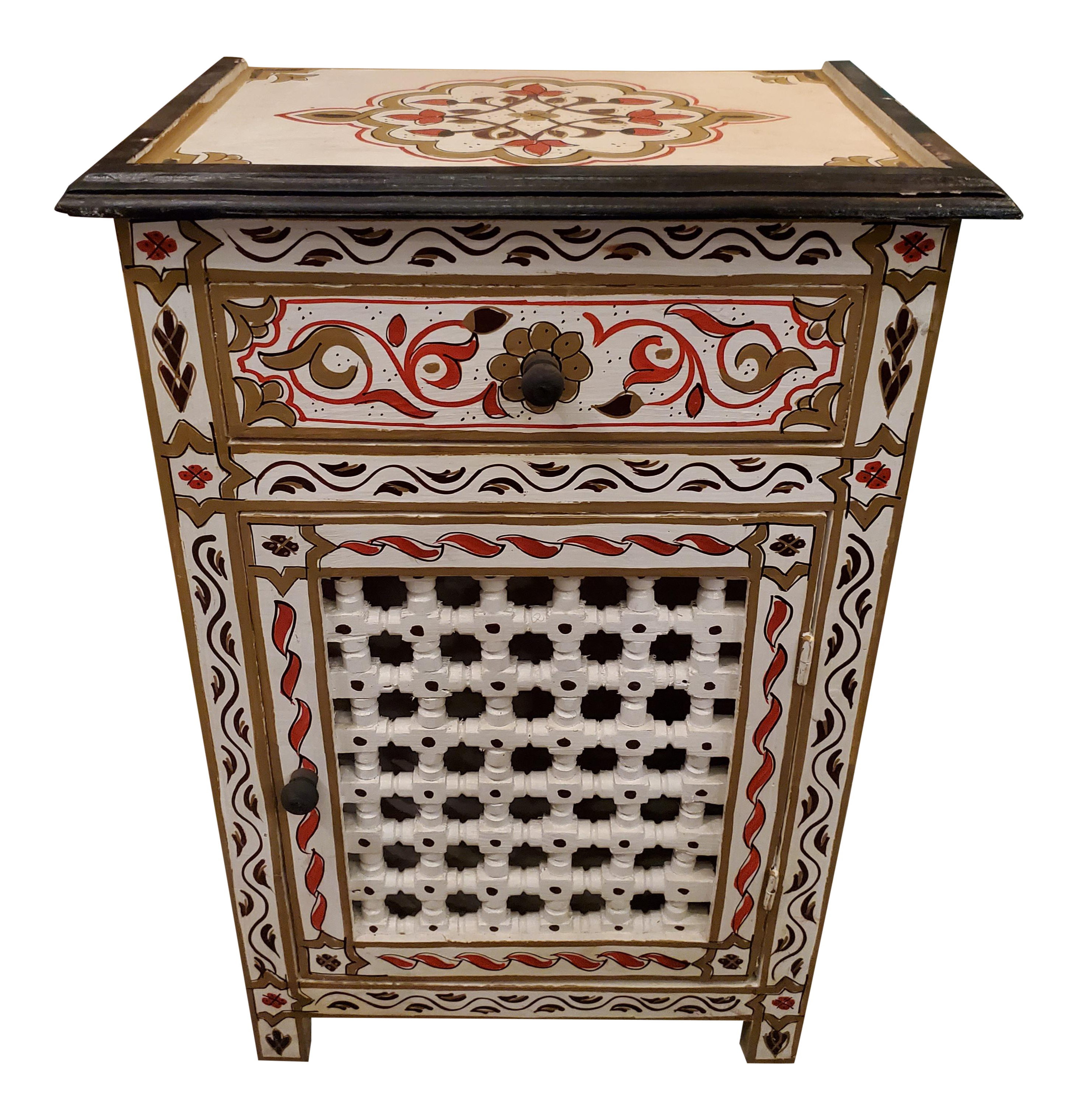 Moroccan Hand Painted Wooden Nightstand Chairish