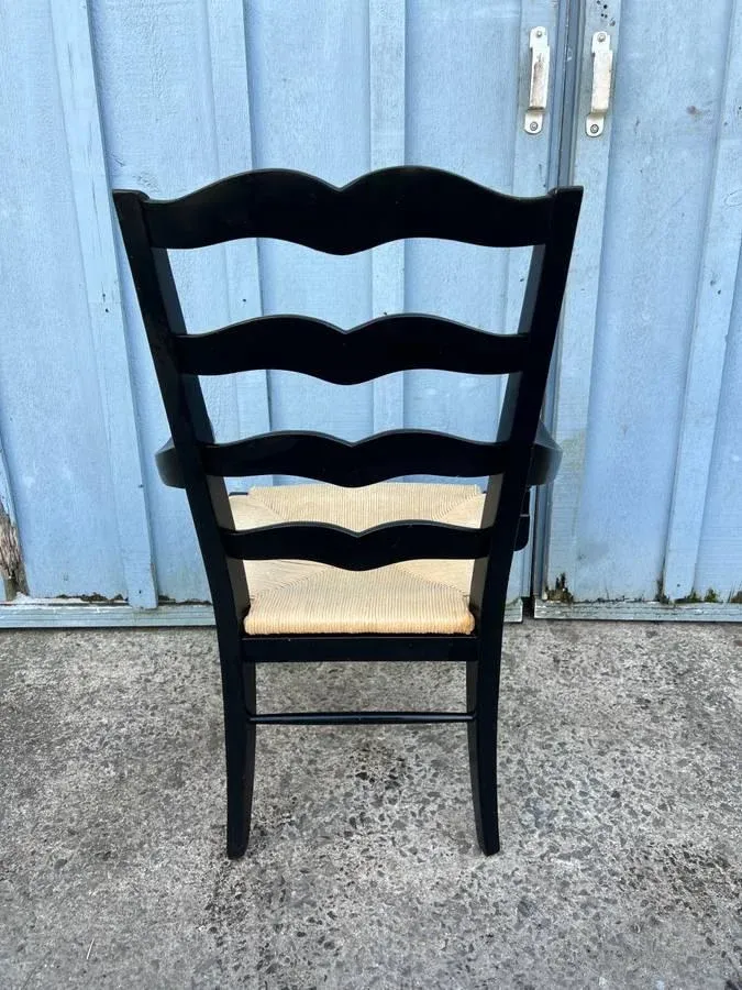 Pair of Ethan Allen French Country Back Painted Ladder BackRush