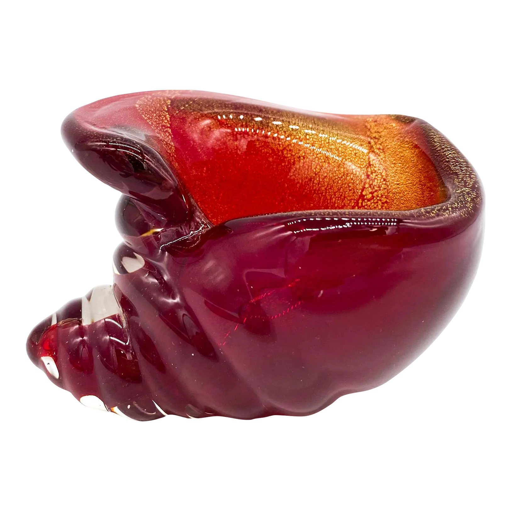 Vintage Archimede Seguso Murano Italian Glass Red and Gold Aventurine