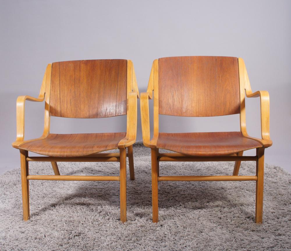 Ax Armchairs in Teak and Beech by Peter Hvidt & Orla Mølgaard for