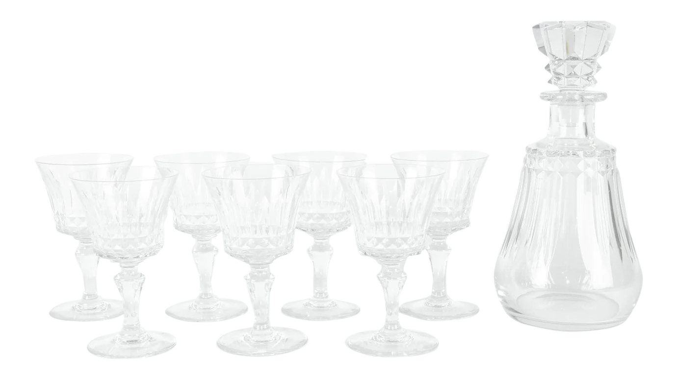 Vintage Baccarat Crystal Decanter & Glasses Set of 8 Chairish