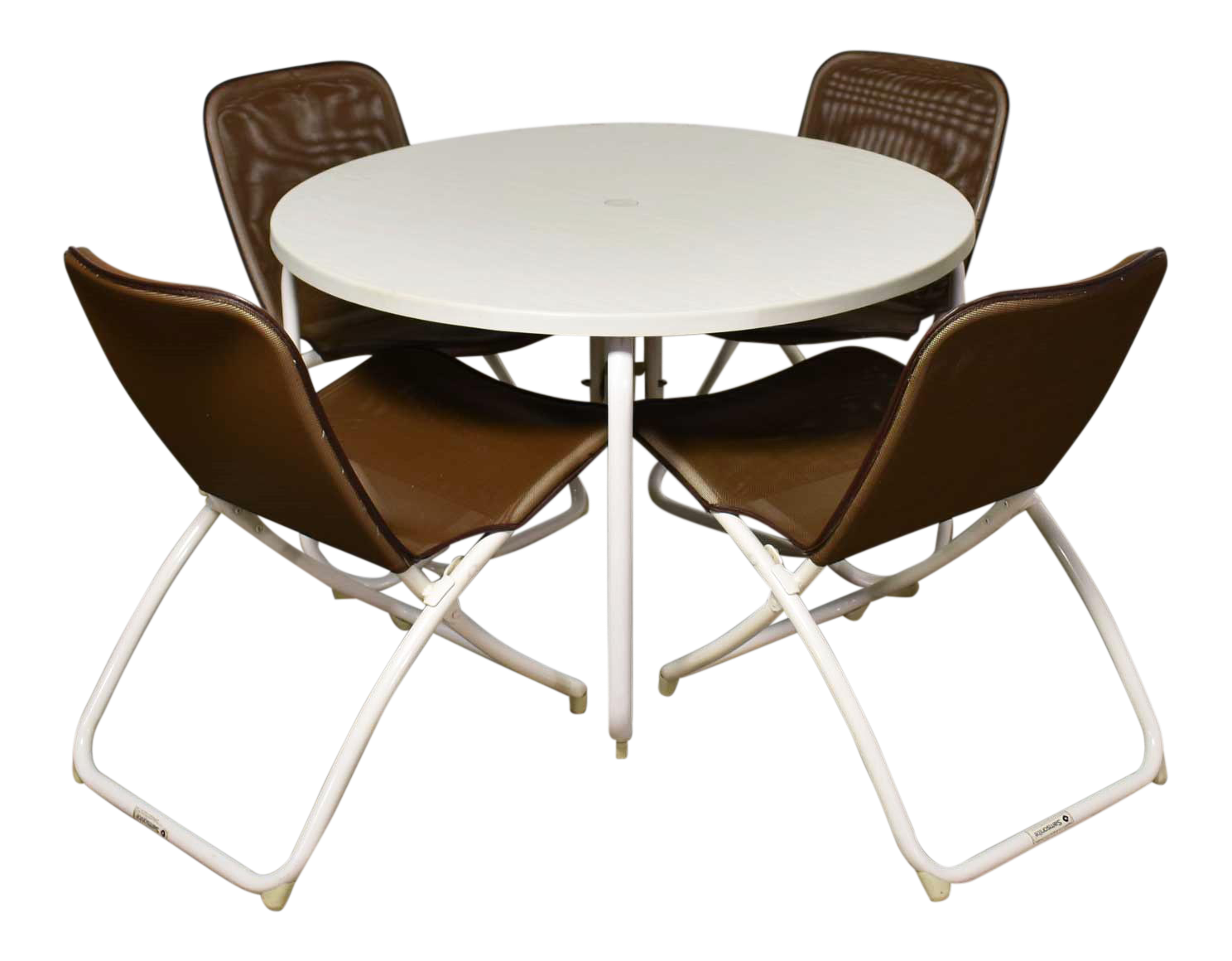 Mid Century Modern Samsonite Round Patio Dining Table And 4