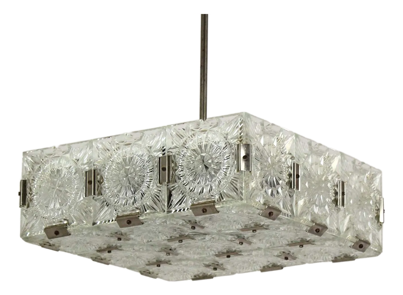 Vintage Sculptural Glass Pendant Lamp attributed to Kamenický Šenov, 1970s