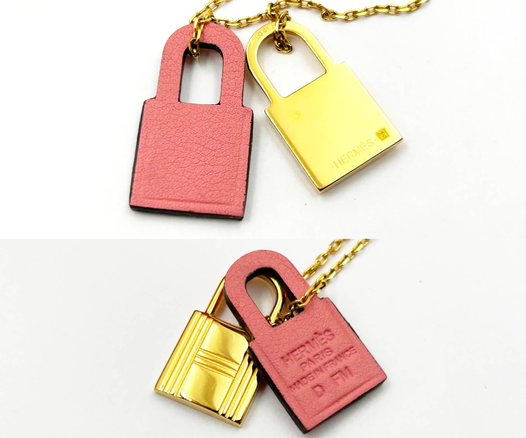 Hermes Gold Pink O Kelly Necklace Chairish