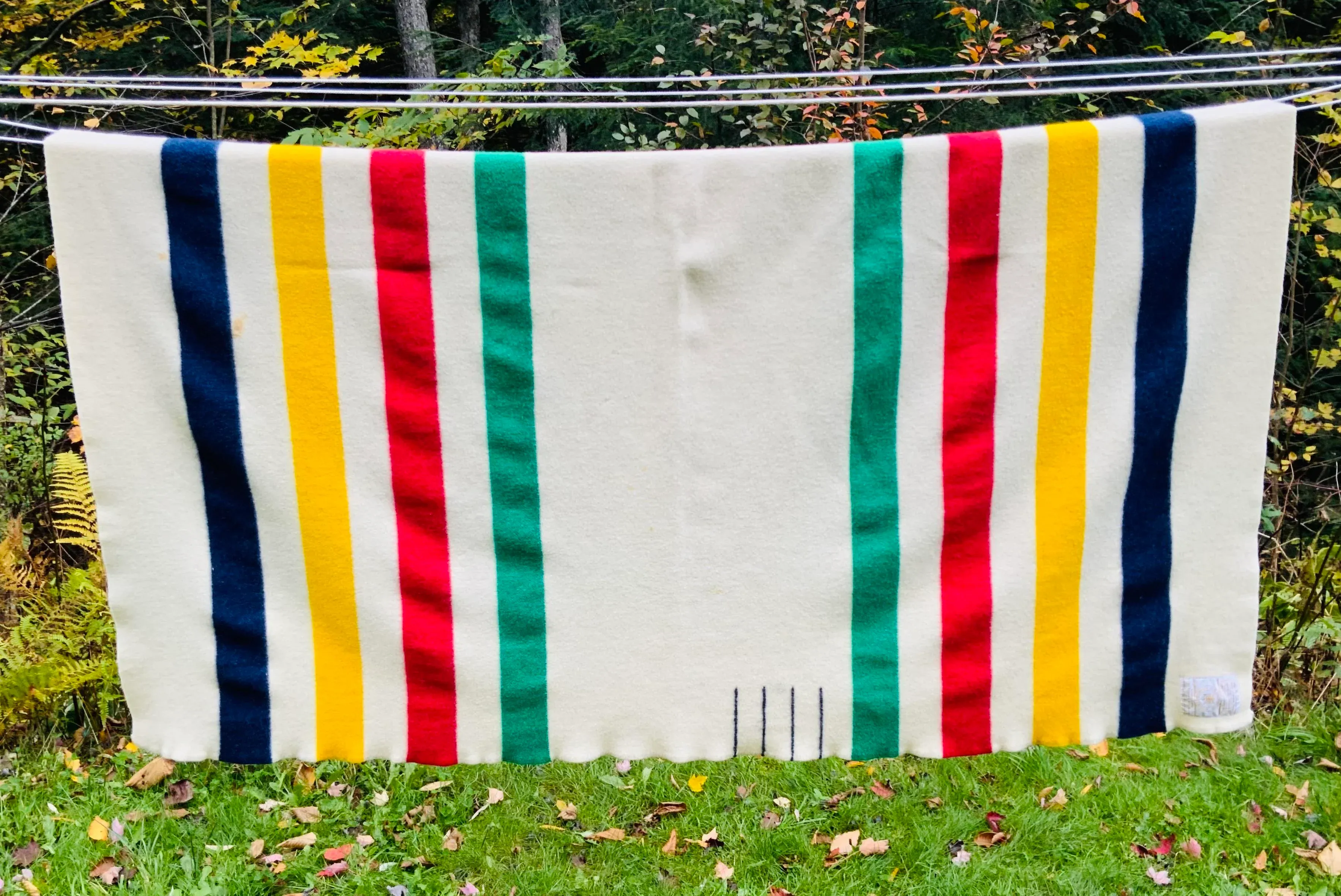 希少 1940-50’s HUDSON’S BAY Point Blanket Vintage 1940's/50's HUDSON'S BAY 100% Mohair Blanket / Style