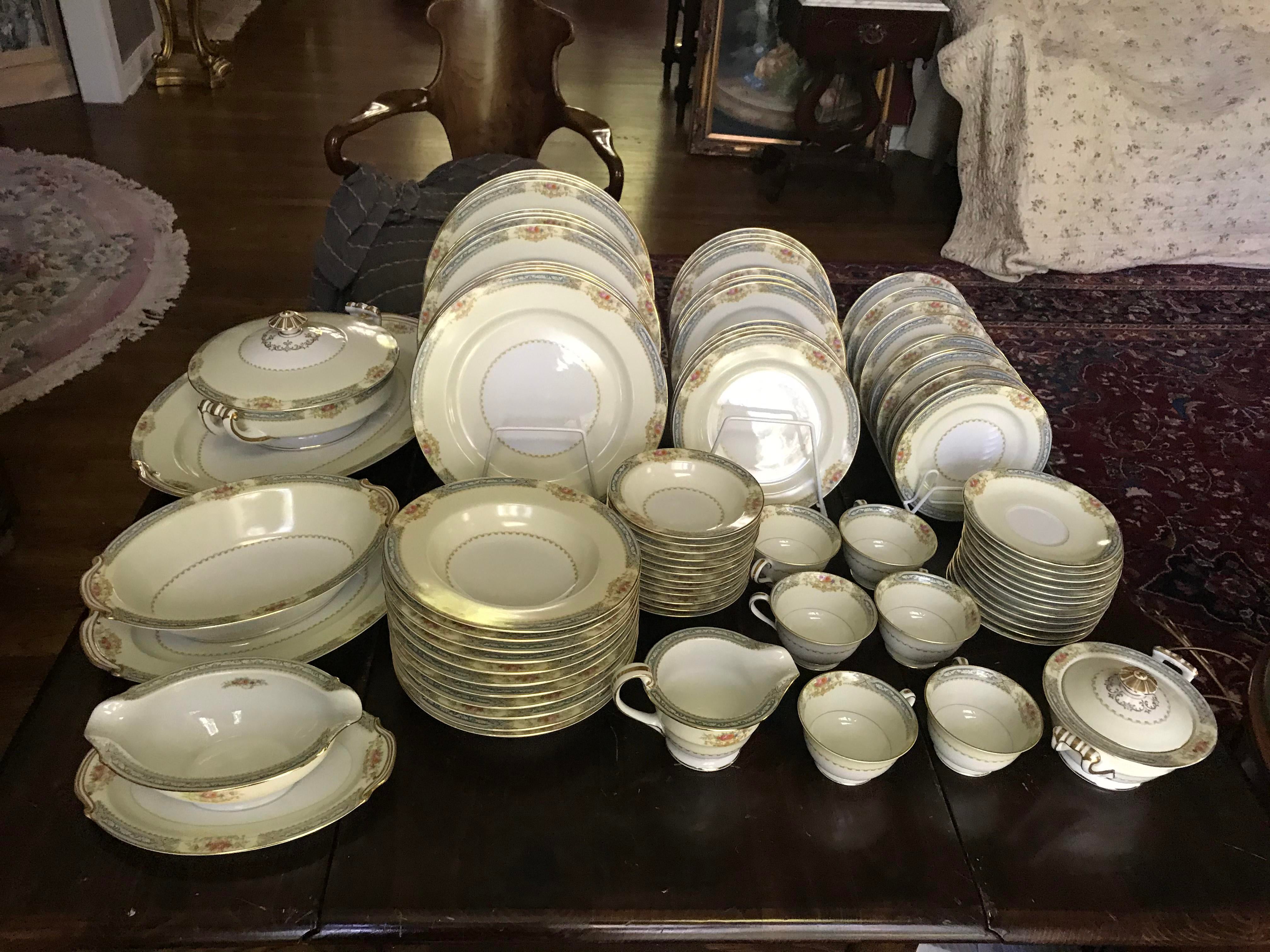 Rose China　食器　12枚セット Made in Occupid Japan, Rose China Set for 12 Dinnerware, 83