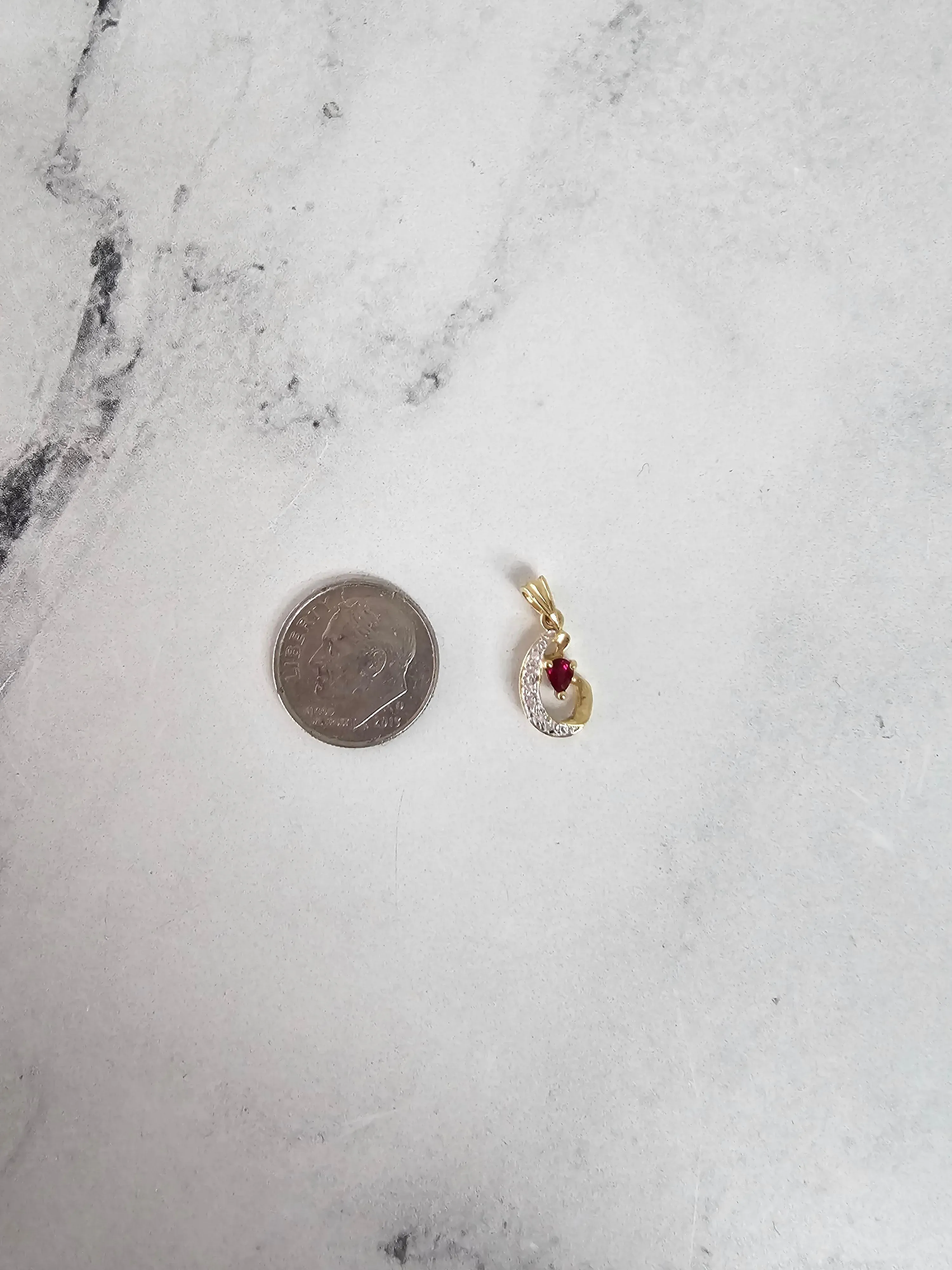C Pear Shaped Ruby Necklace with Diamond Accent 16\