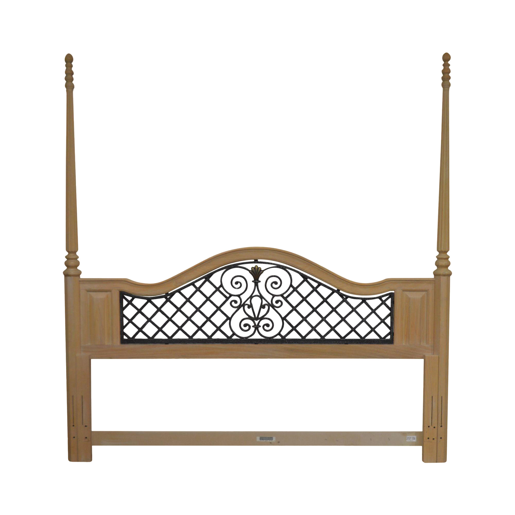 Featuring smooth metal contrasted by fabric, this headboard offers a chic aesthetic to any home. bernhardt cerused oak poster king headboard with iron lattice