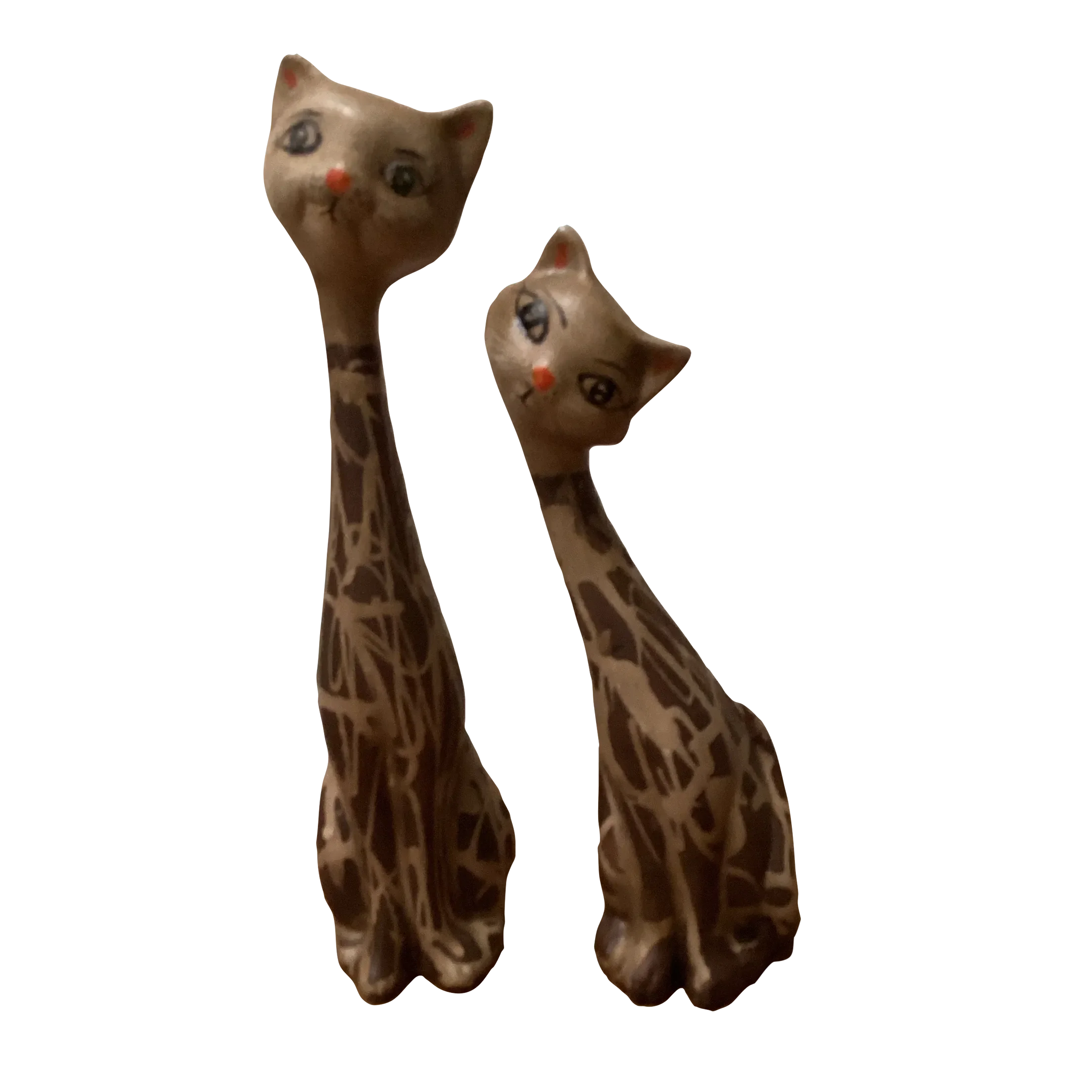Vintage Pair of Italian Long Neck Ceramic Cat Figurines Chairish