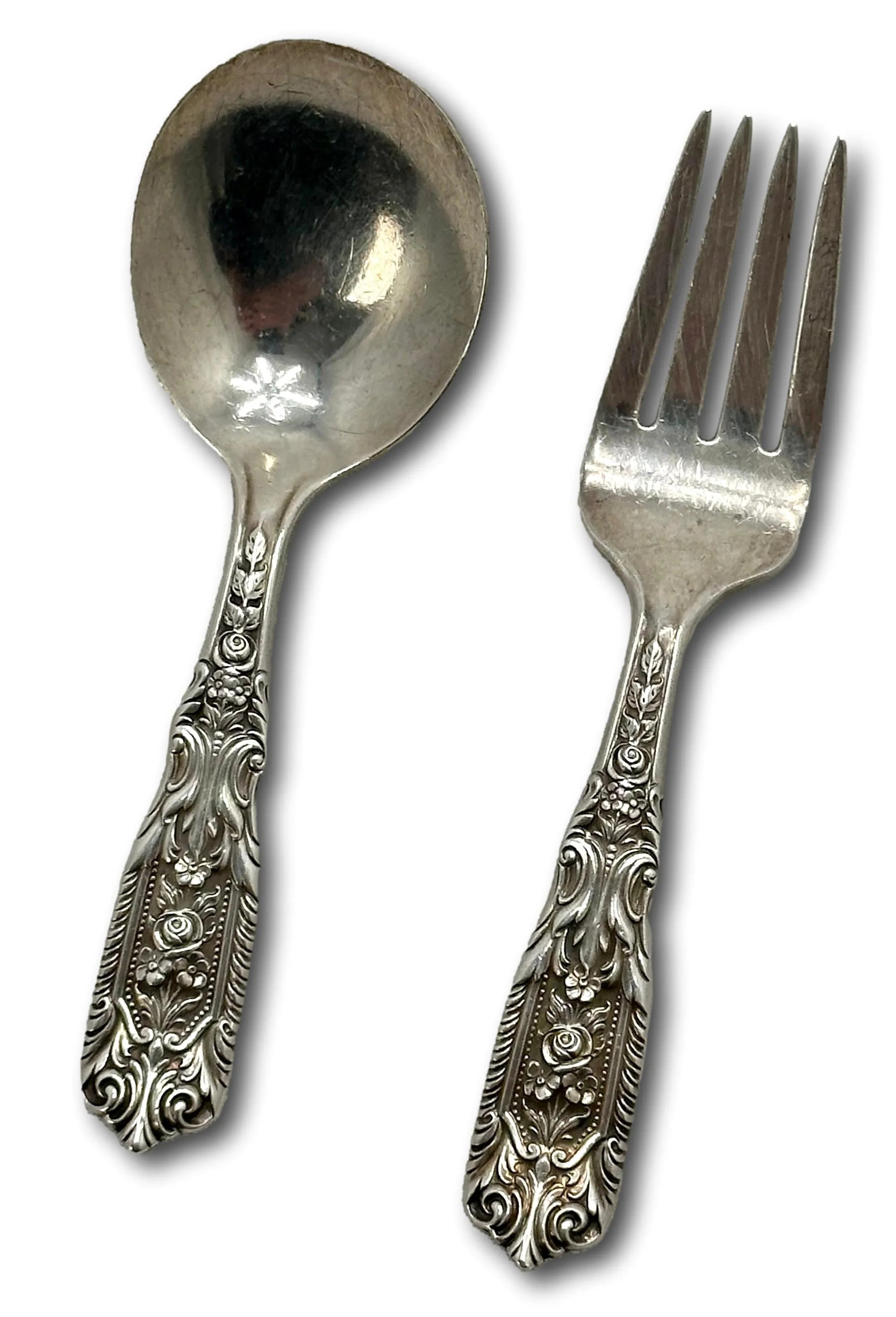 Vintage 1940s Westmorland Milburn Rose Pattern Sterling Silver