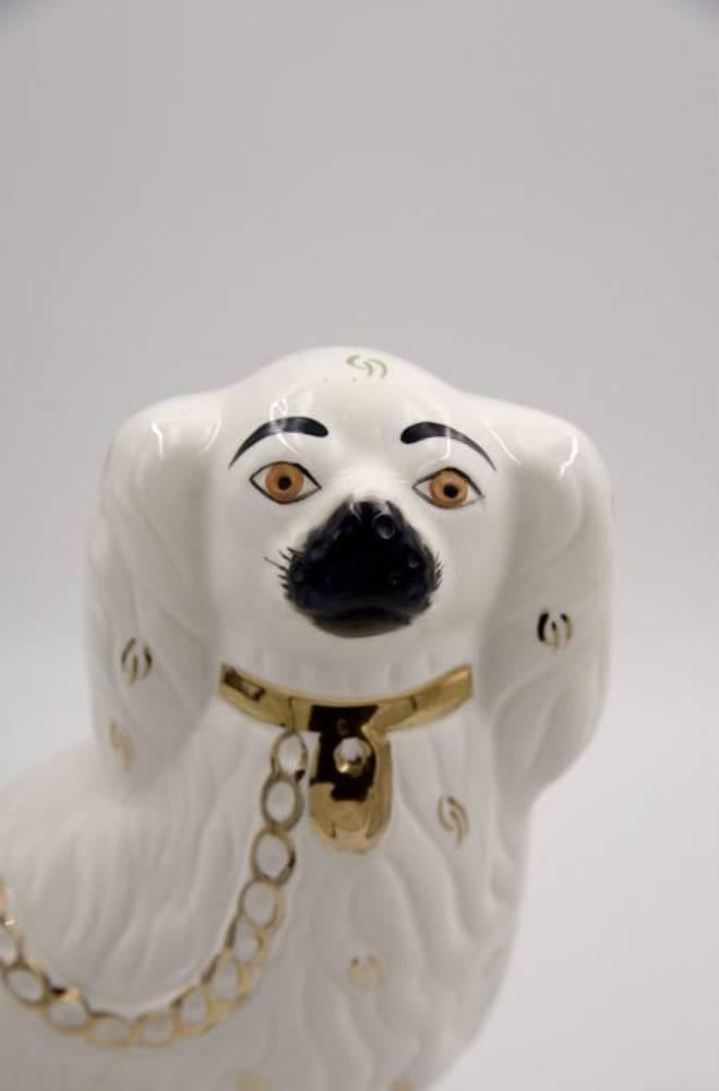 Mid Century Staffordshire Ceramic Spaniel Mantle Dogs from